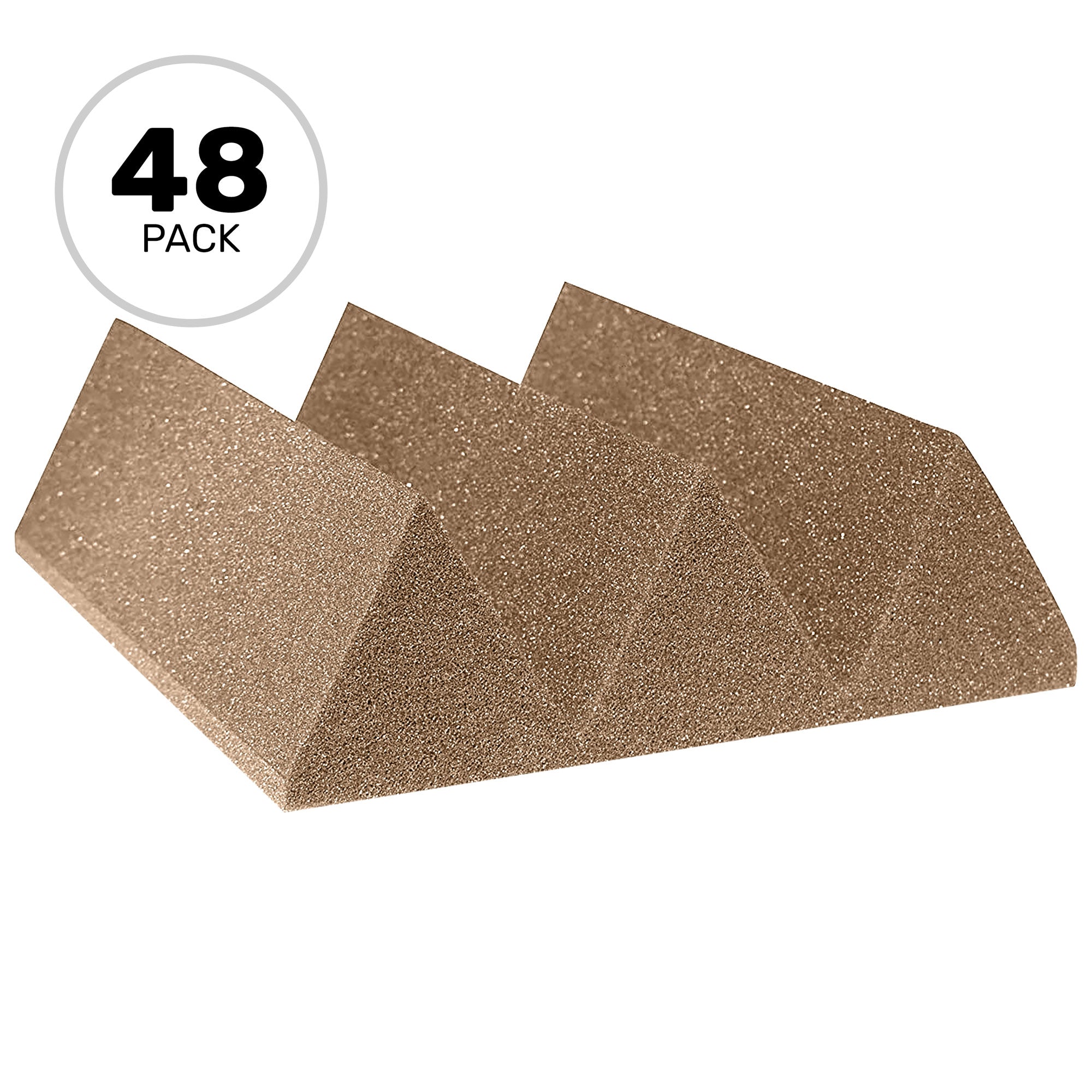 Performance Audio 12" x 12" x 4" Wedge Acoustic Foam Tile (Brown, 48 Pack)