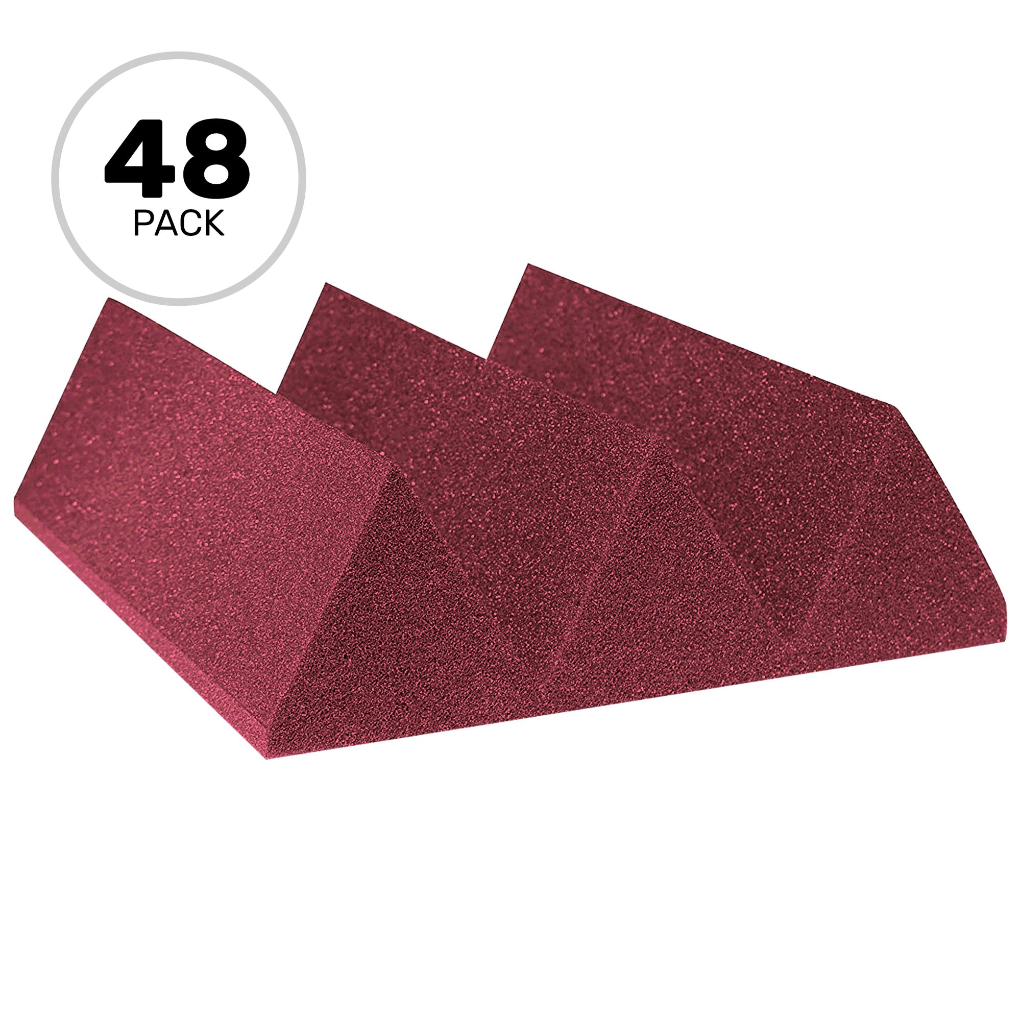 Performance Audio 12" x 12" x 4" Wedge Acoustic Foam Tile (Burgundy, 48 Pack)