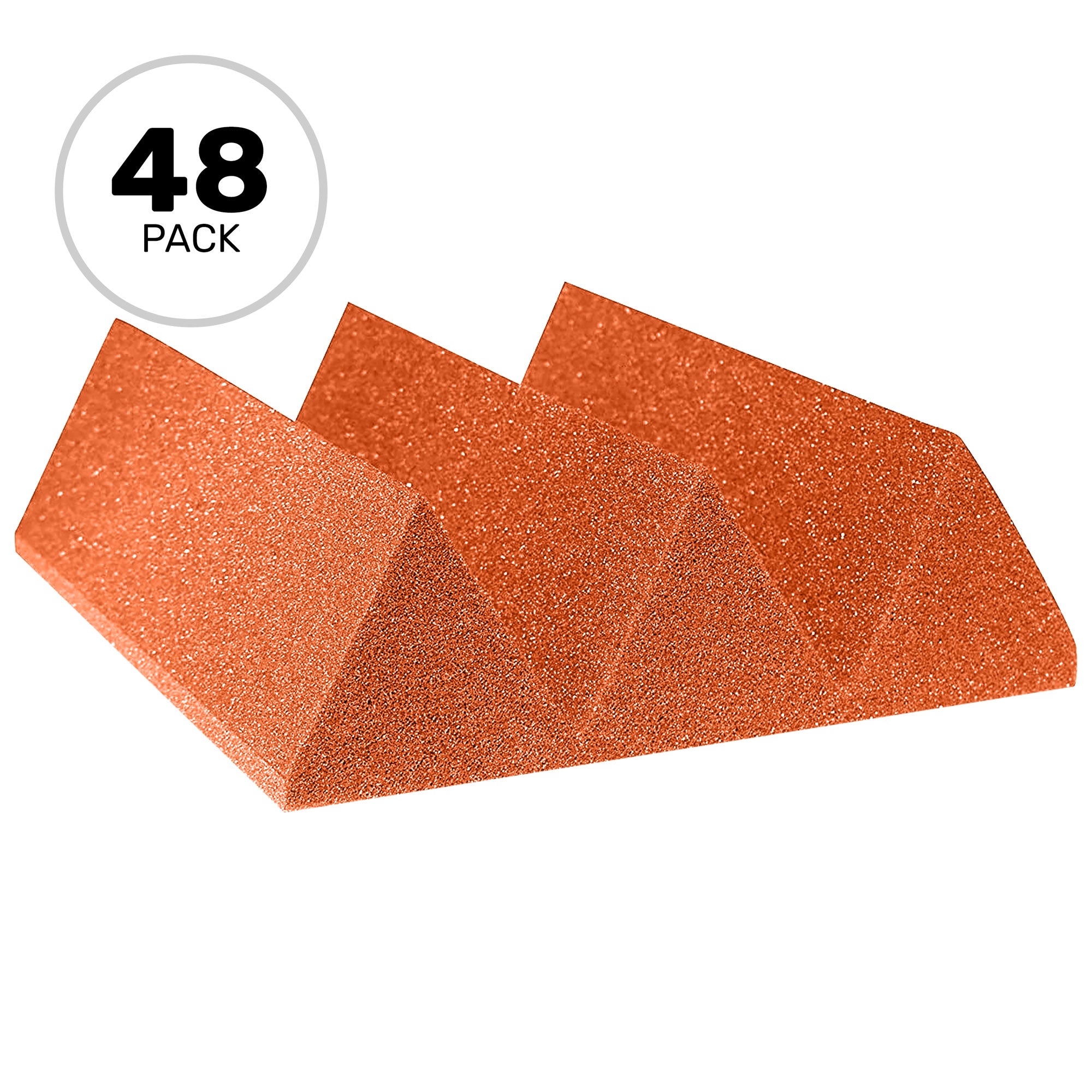 Performance Audio 12" x 12" x 4" Wedge Acoustic Foam Tile (Orange, 48 Pack)