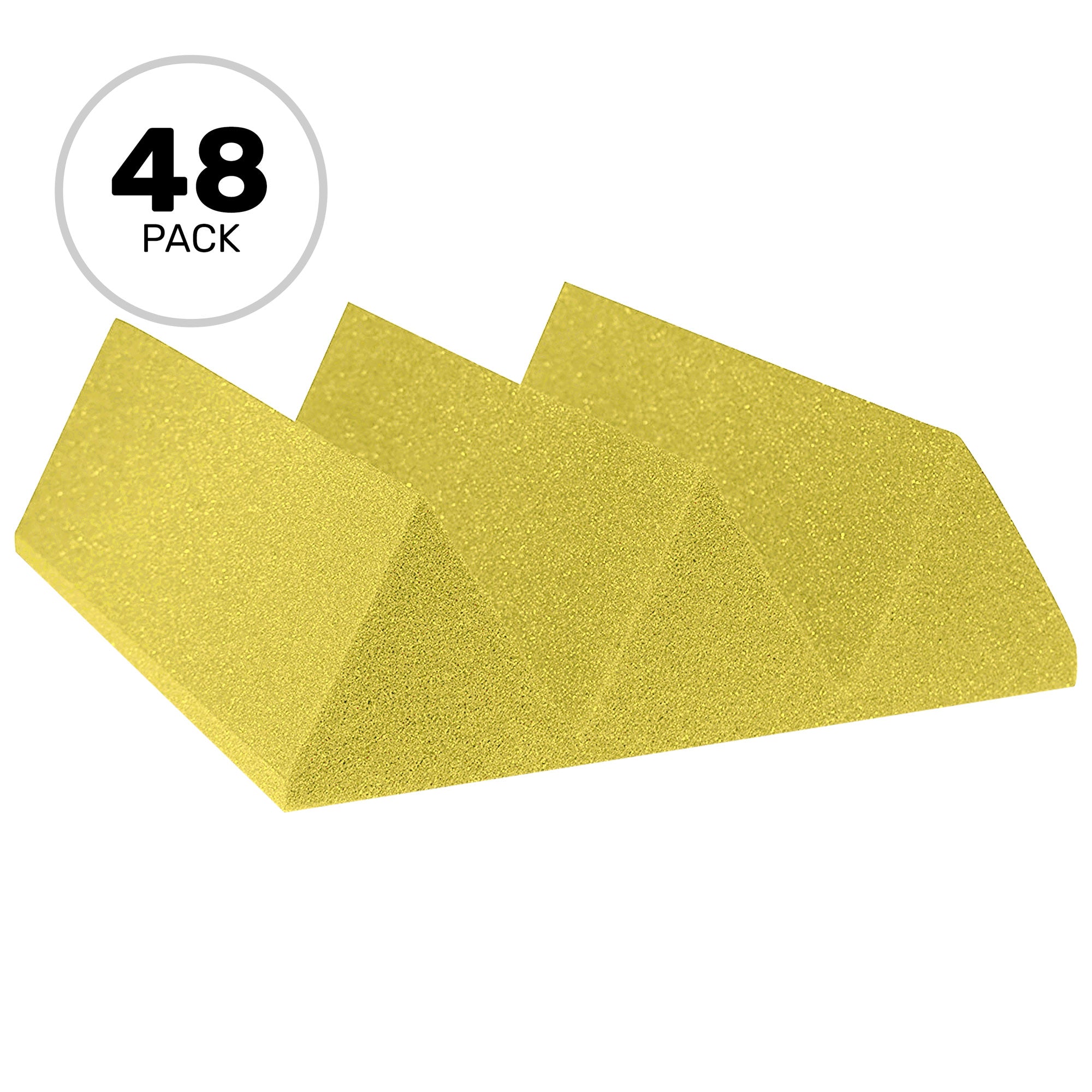 Performance Audio 12" x 12" x 4" Wedge Acoustic Foam Tile (Yellow, 48 Pack)