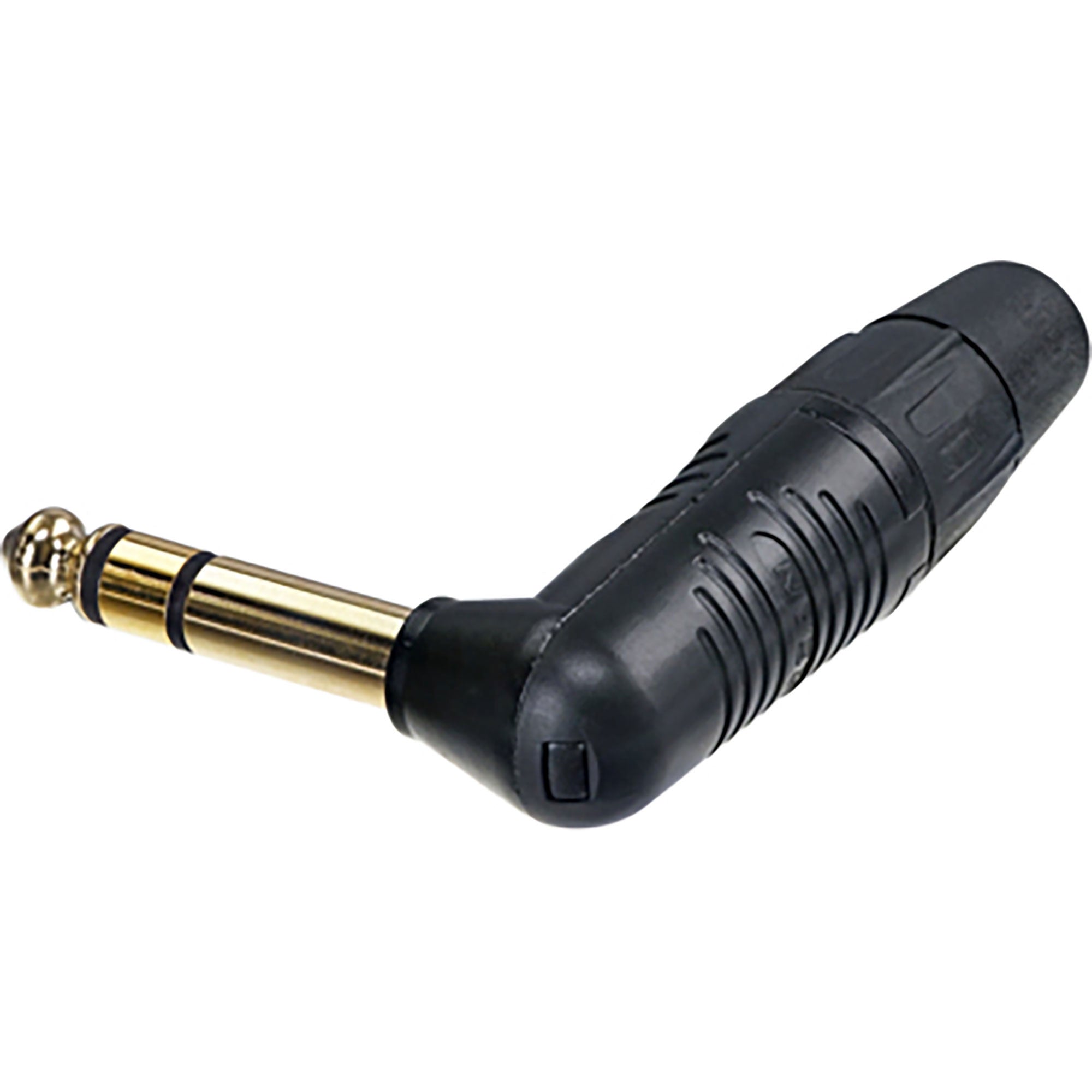 Neutrik Rean RP3RC-B Finger Groove Right-Angle 1/4" TRS Stereo Plug (Black/Gold, Box of 100)