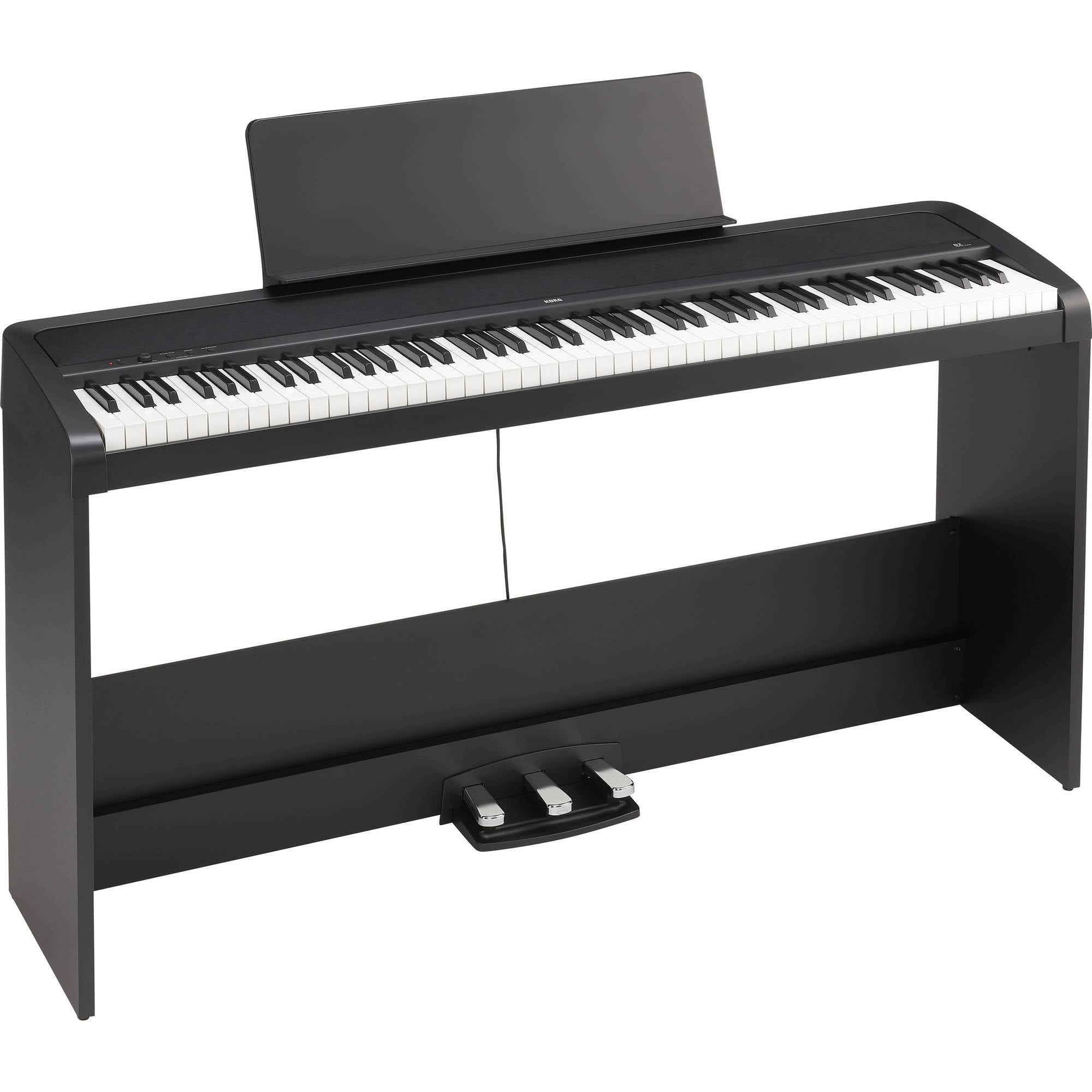 Korg B2SPBK 88-Key Digital Piano with Stand and Three-Pedal System (Black)