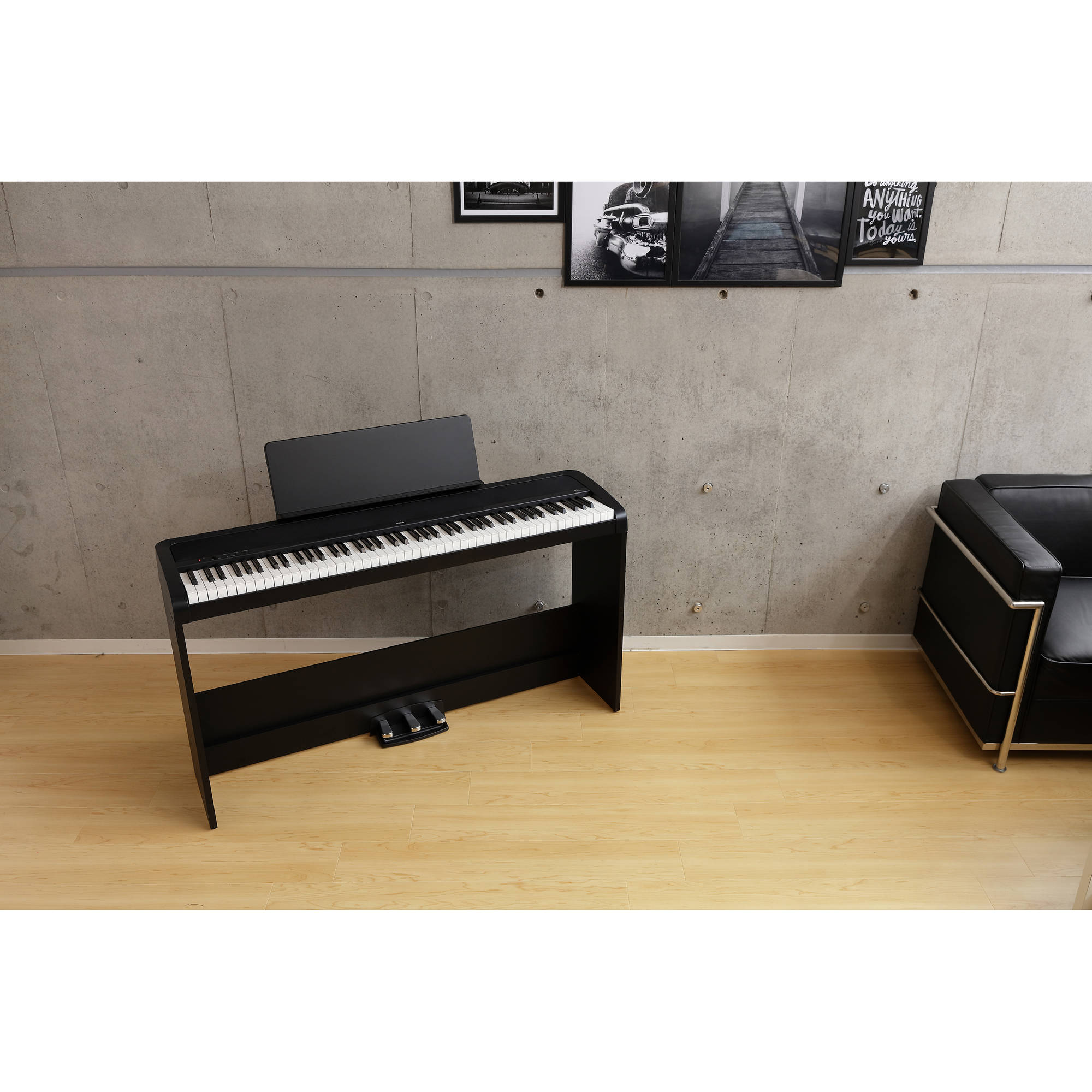 Korg B2SPBK 88-Key Digital Piano with Stand and Three-Pedal System (Black)