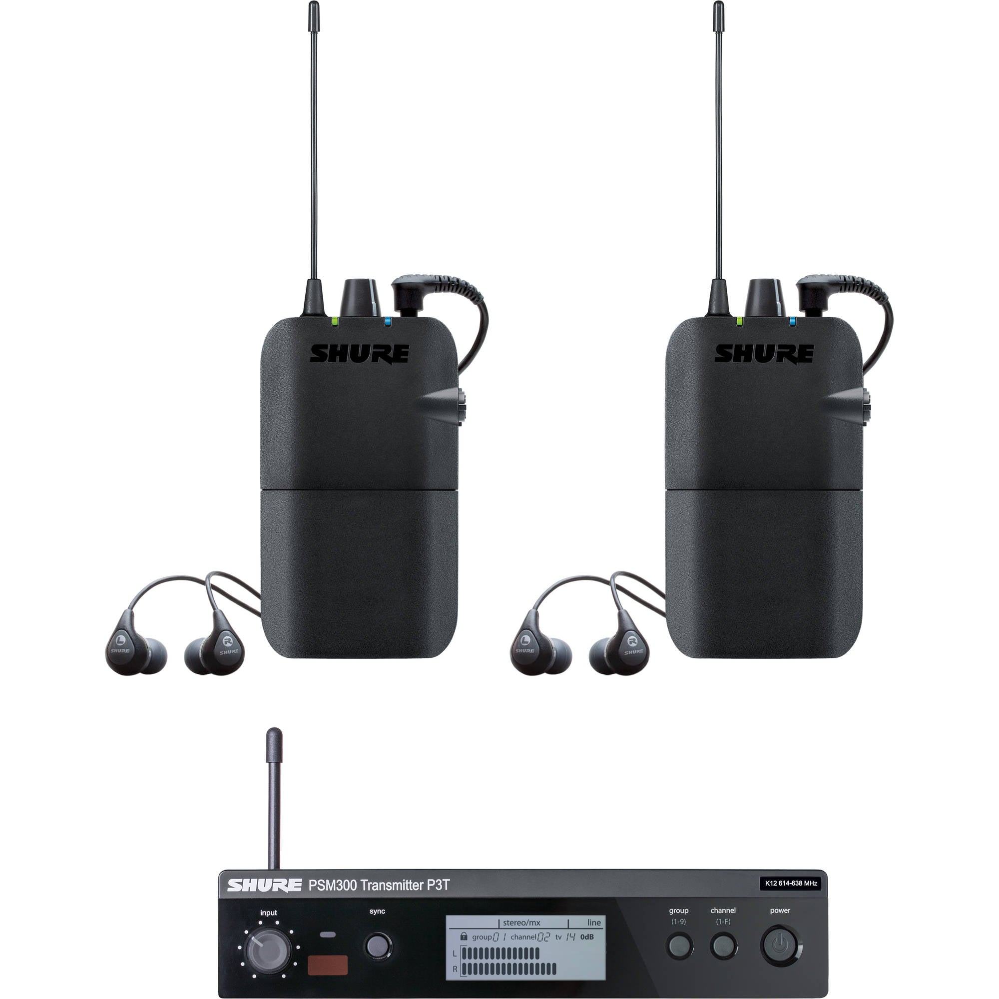 Shure P3TR112TW PSM300 Twin-Pack Pro Wireless In-Ear Monitor Kit (G20: 488-512 MHz)