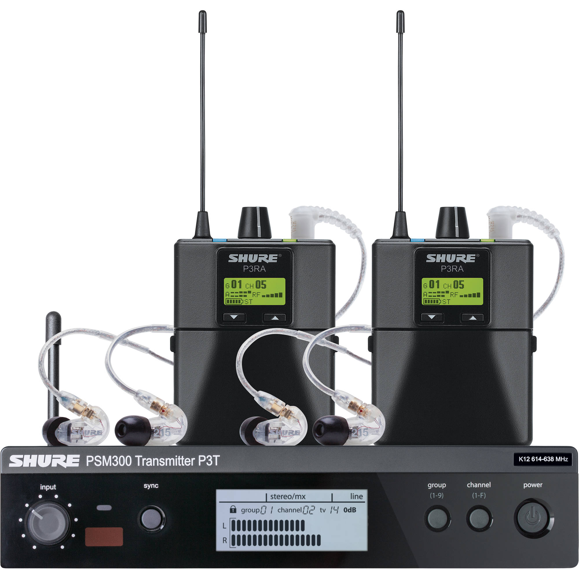 Shure P3TRA215TWP PSM300 Twin-Pack Pro Wireless In-Ear Monitor Kit (G20: 488-512 MHz)