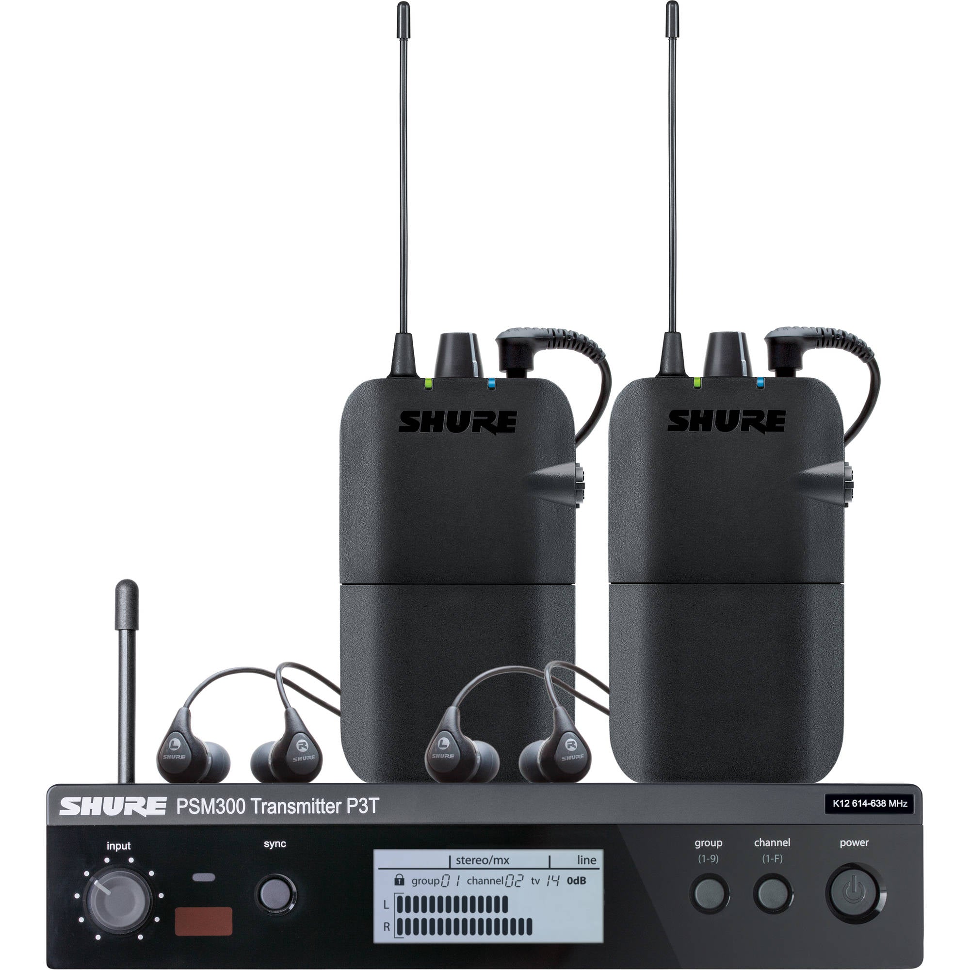 Shure P3TR112TW PSM300 Twin-Pack Pro Wireless In-Ear Monitor Kit (G20: 488-512 MHz)