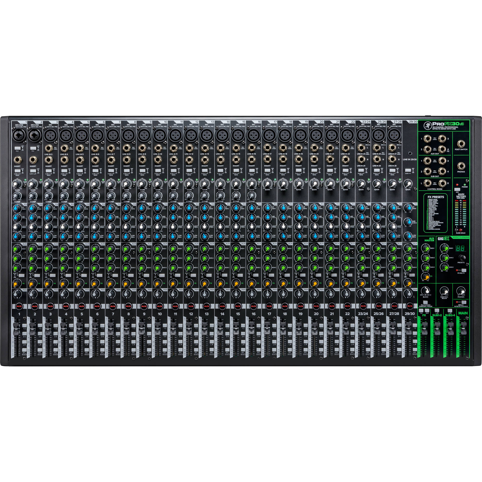 Mackie ProFX30v3 30-Channel 4-Bus Professional Effects Mixer with USB