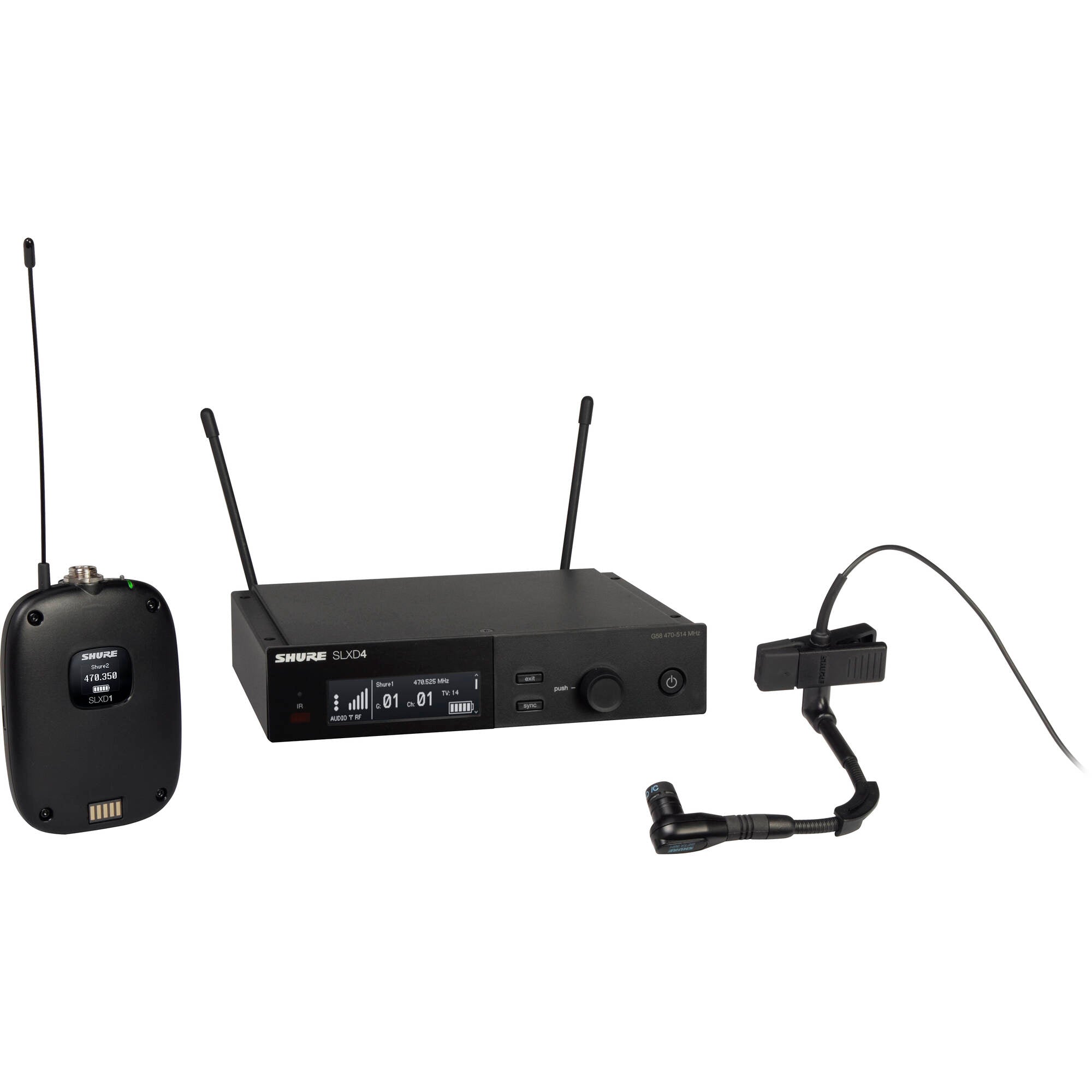 Shure SLXD14/98H Digital Wireless Cardioid Instrument Microphone System (J52: 558-616 MHz)