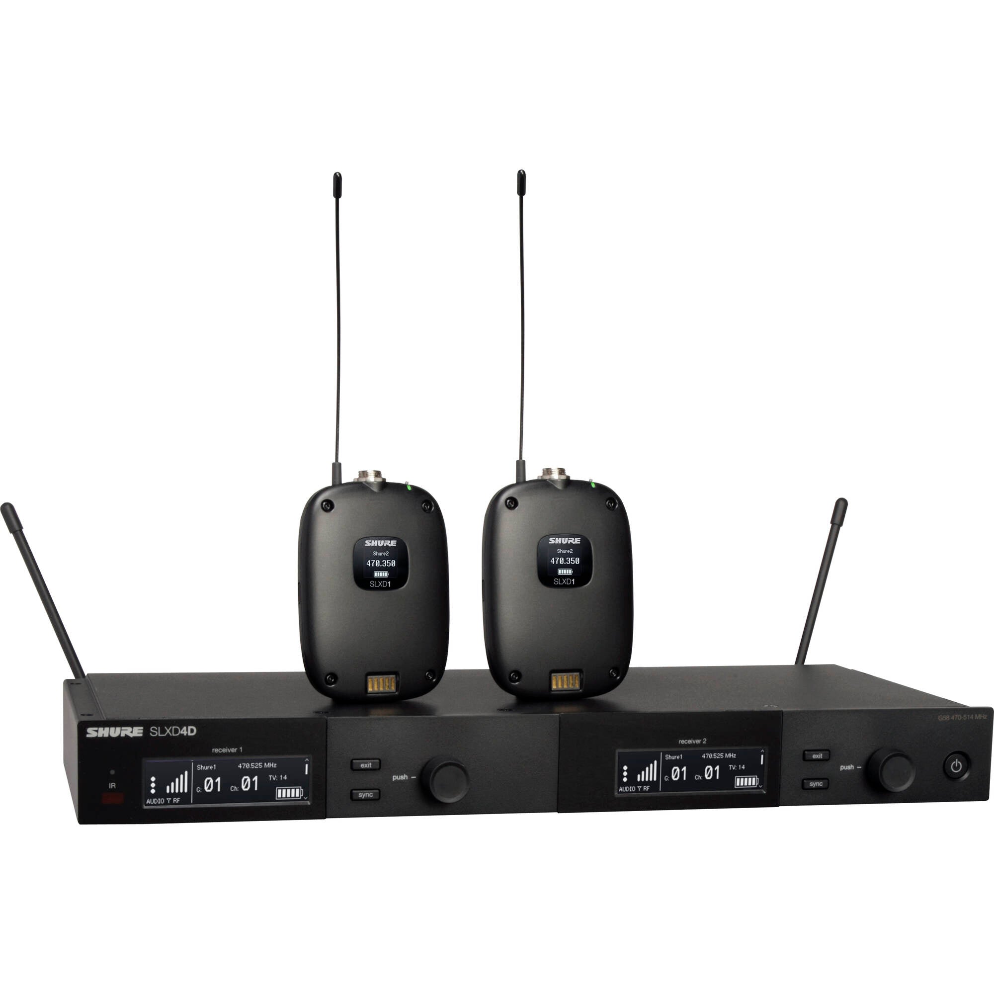 Shure SLXD14D 2-Channel Digital Wireless Guitar System (G58: 470-514 MHz)