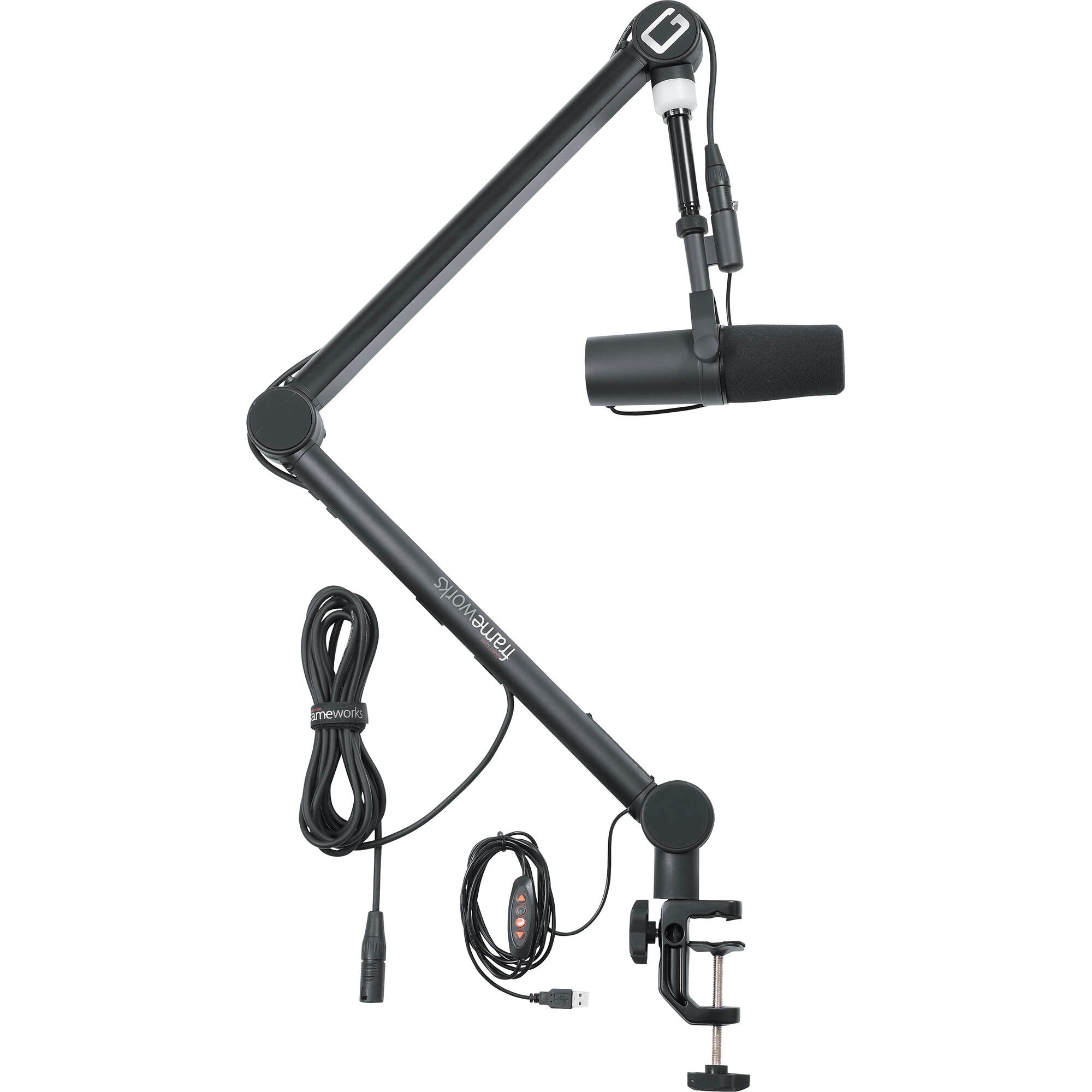 Gator Frameworks GFWMICBCBM4000 Professional Broadcast/Podcast Boom Mic Stand with LED Light