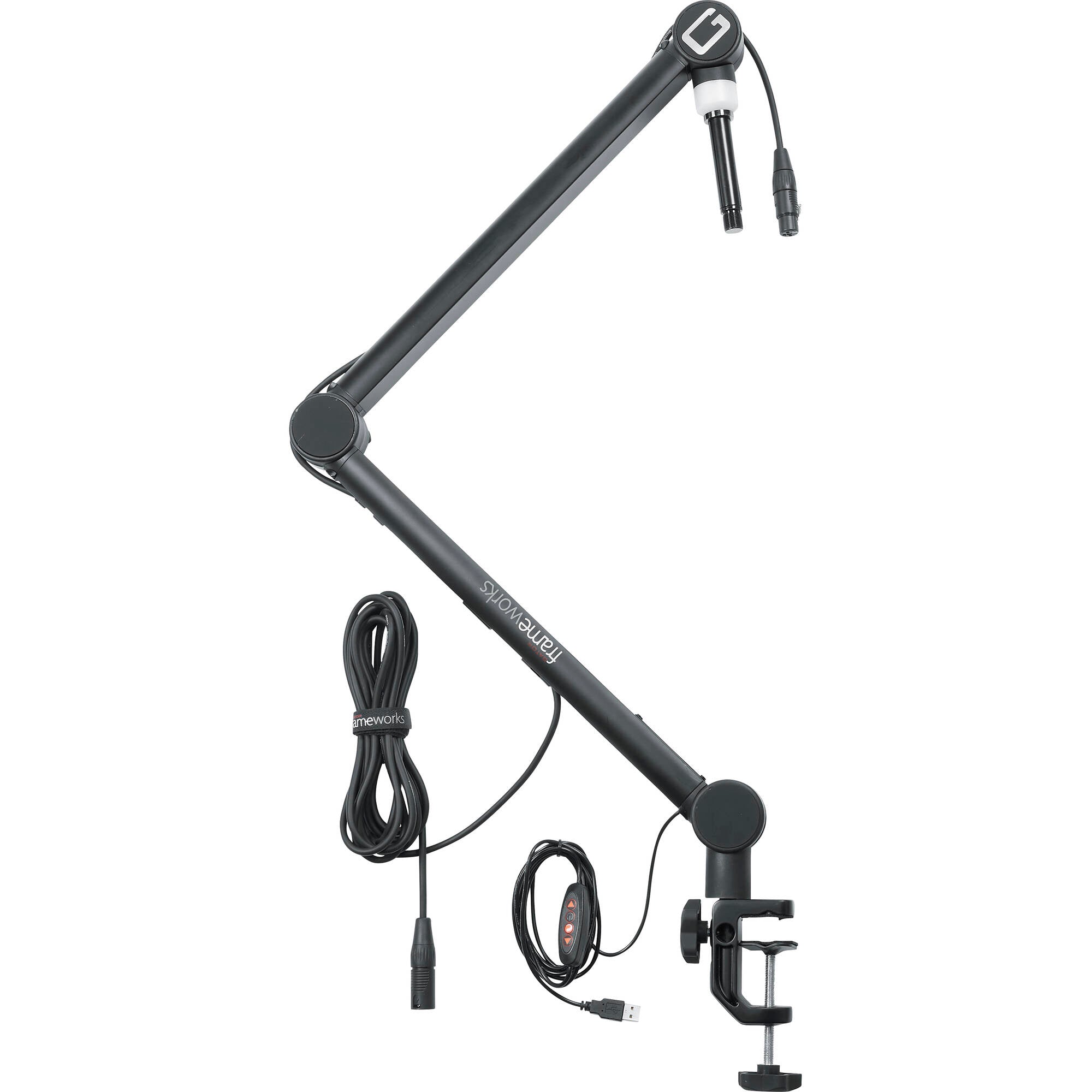 Gator Frameworks GFWMICBCBM4000 Professional Broadcast/Podcast Boom Mic Stand with LED Light