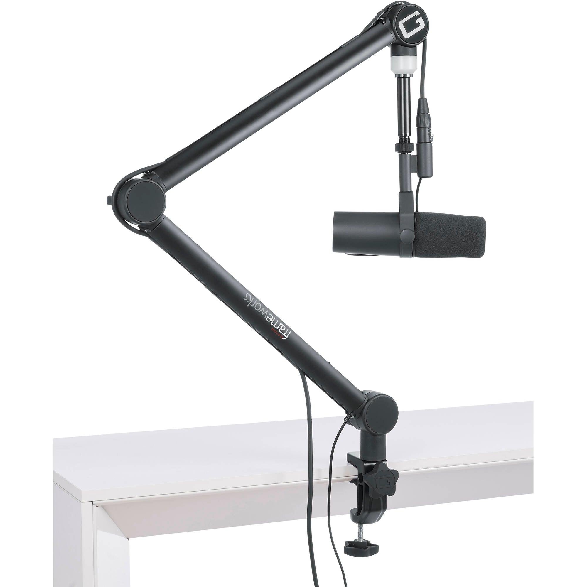 Gator Frameworks GFWMICBCBM4000 Professional Broadcast/Podcast Boom Mic Stand with LED Light