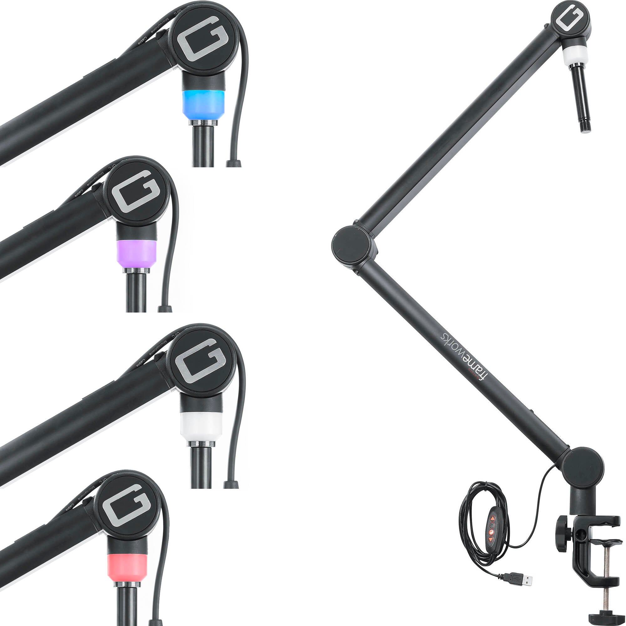 Gator Frameworks GFWMICBCBM4000 Professional Broadcast/Podcast Boom Mic Stand with LED Light