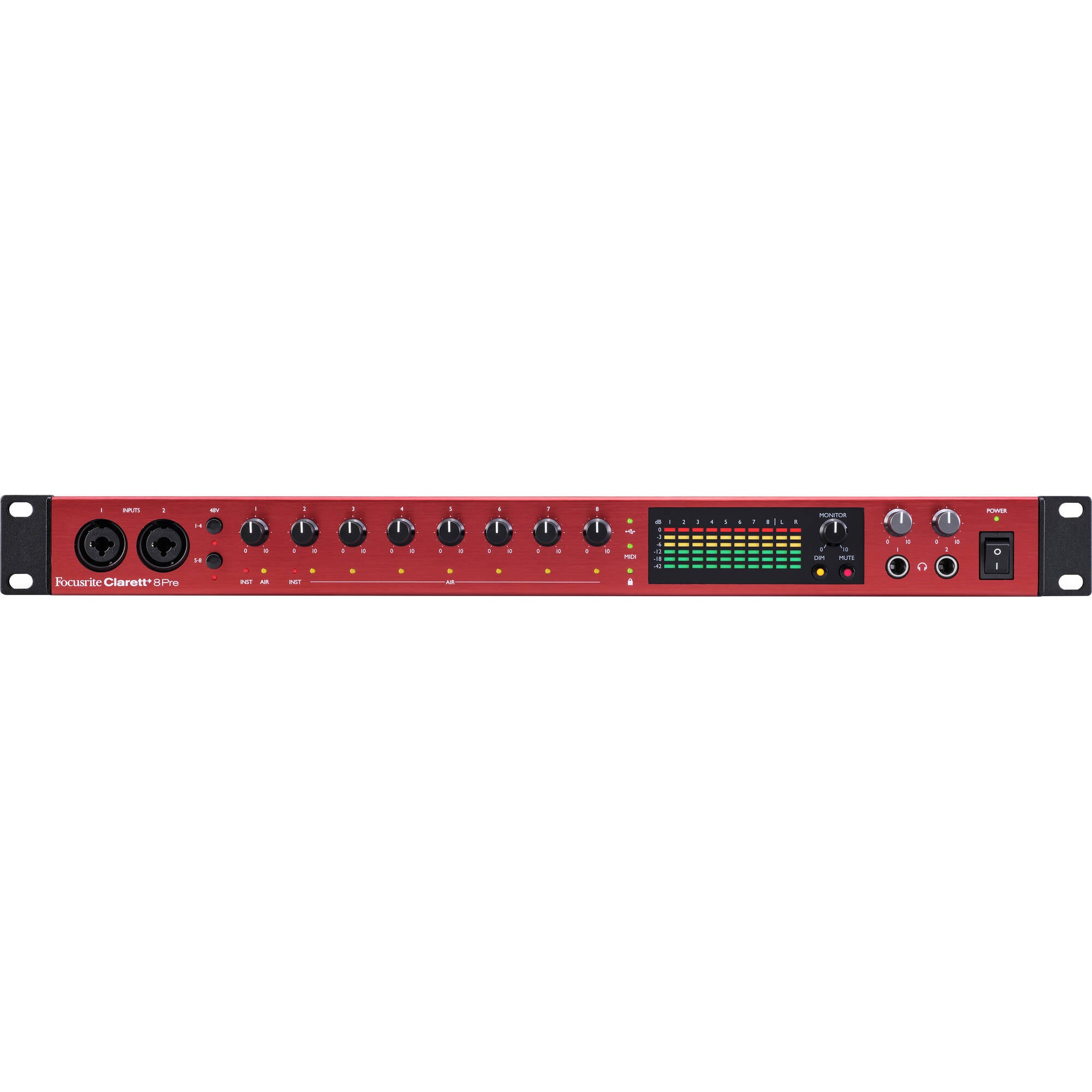 Focusrite Clarett+ 8Pre Rackmount 18x20 USB Type-C Audio/MIDI Interface