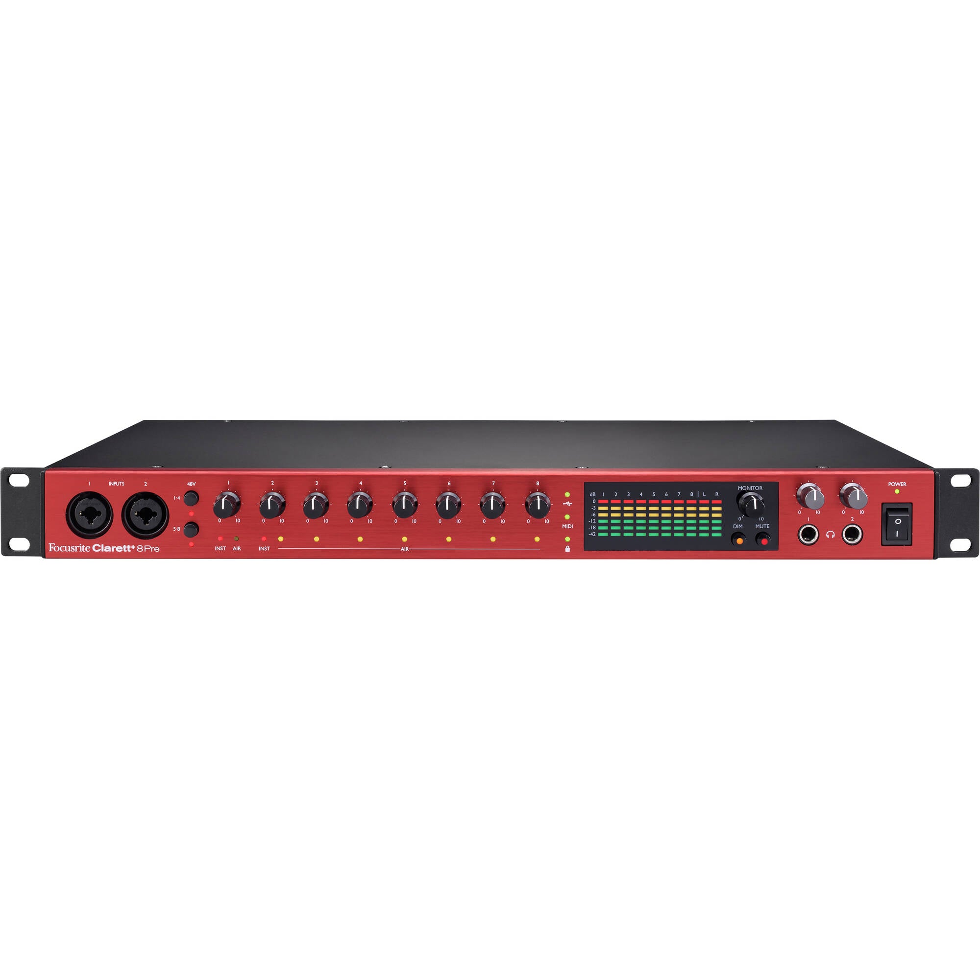 Focusrite Clarett+ 8Pre Rackmount 18x20 USB Type-C Audio/MIDI Interface