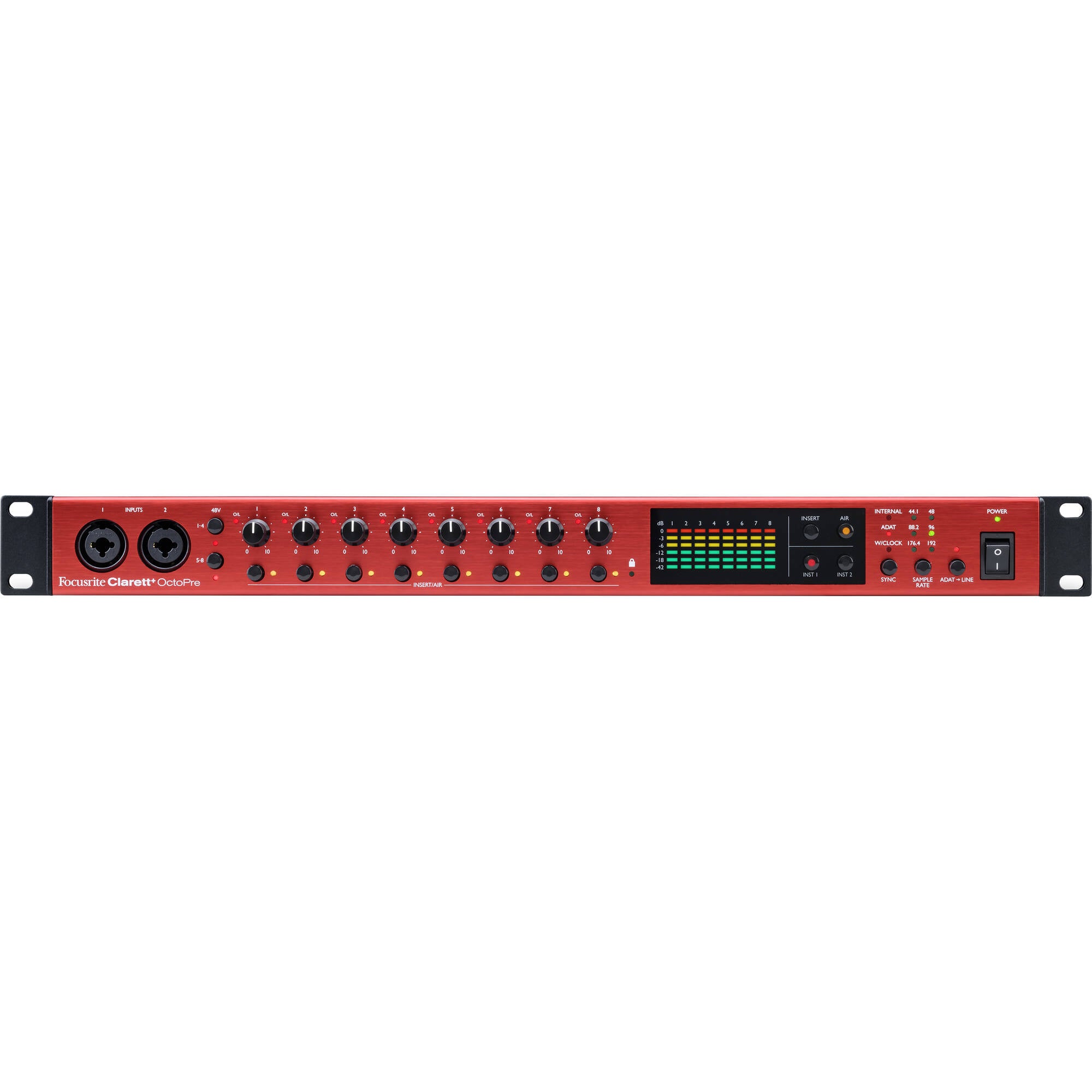 Focusrite Clarett+ OctoPre Eight-Channel Preamp with 24-Bit / 192 kHz Conversion and ADAT I/O