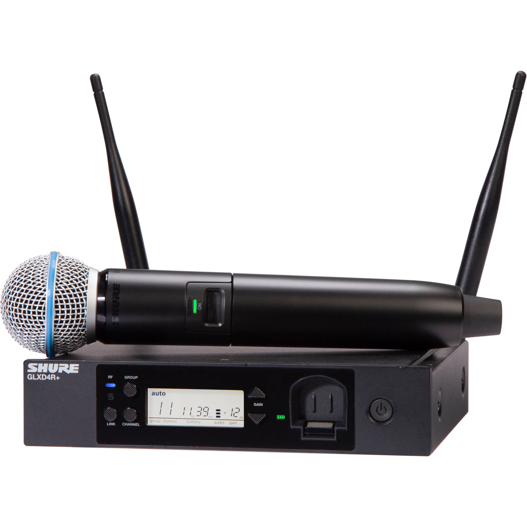 Shure GLXD24R+ Dual-Band Wireless Vocal Rack System with BETA 58A Microphone (Z3: 2.4, 5.8 GHz)