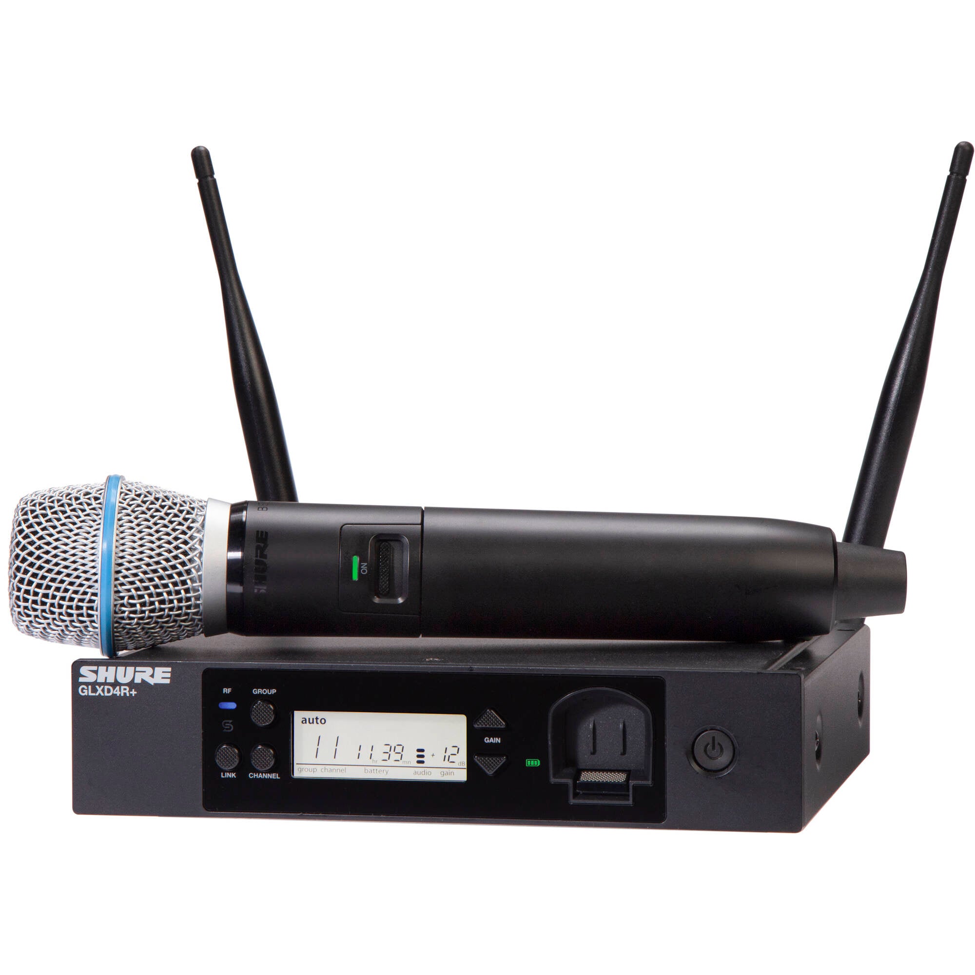 Shure GLXD24R+ Dual-Band Wireless Vocal Rack System with BETA 87A Microphone (Z3: 2.4, 5.8 GHz)