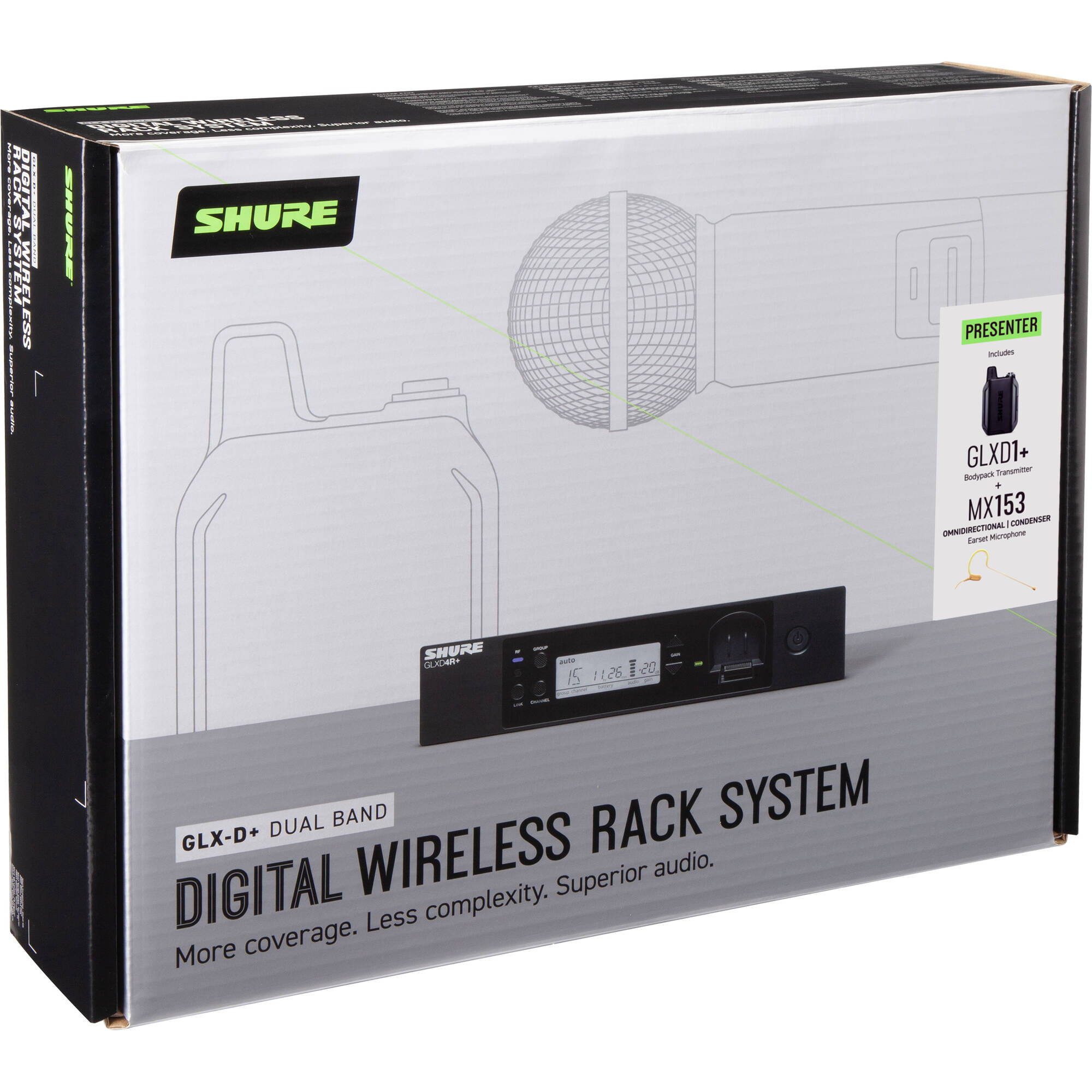 Shure GLXD14R+ Dual-Band Wireless Earset Rack System (Z3: 2.4, 5.8 GHz)