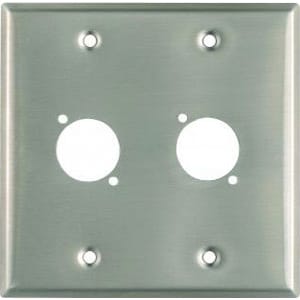 Whirlwind WP2/2NDH 2-Gang Wall Plate Punched for 2 Neutrik XLR Terminals (Stainless Steel)