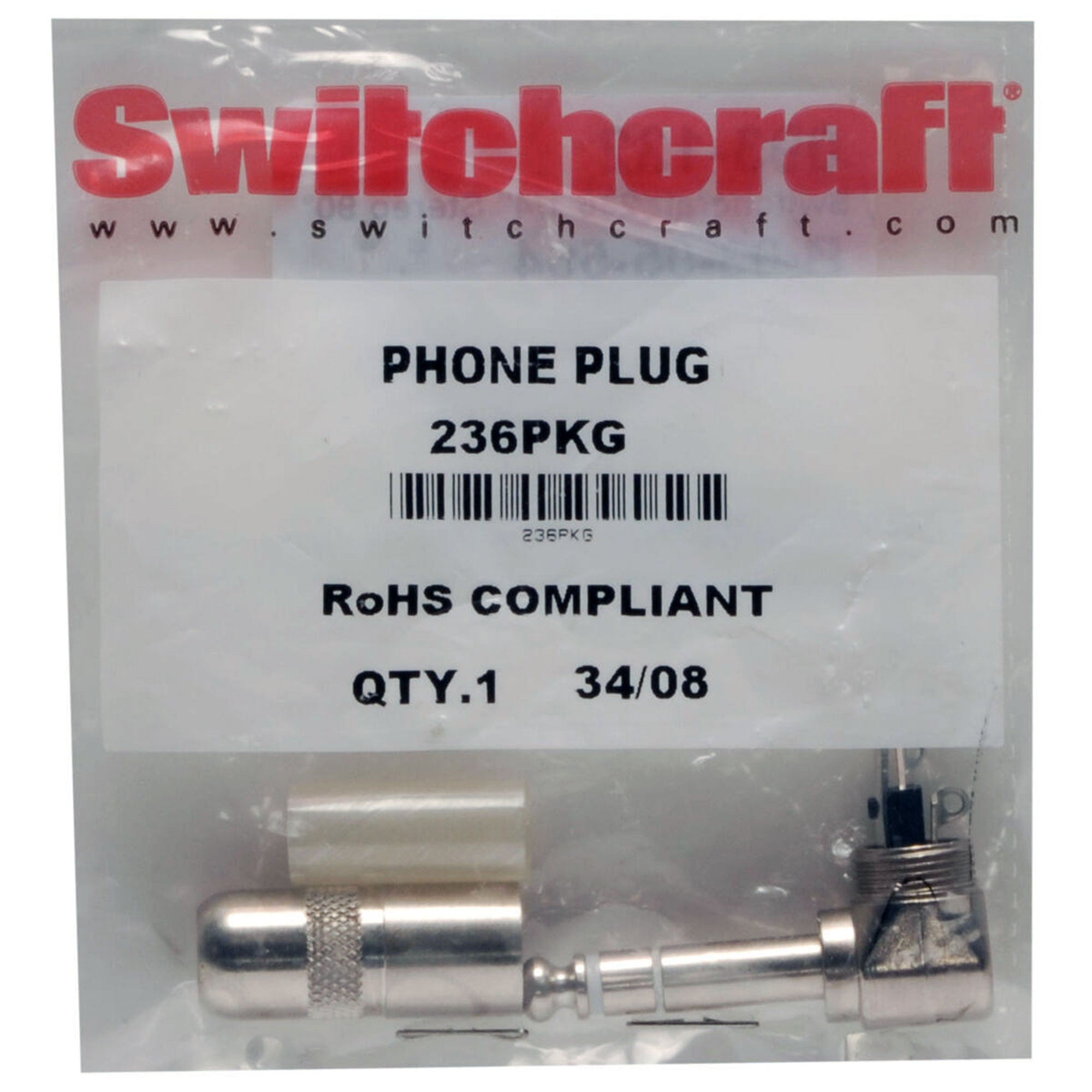 Switchcraft 236 1/4" TRS Stereo Right-Angle Connector