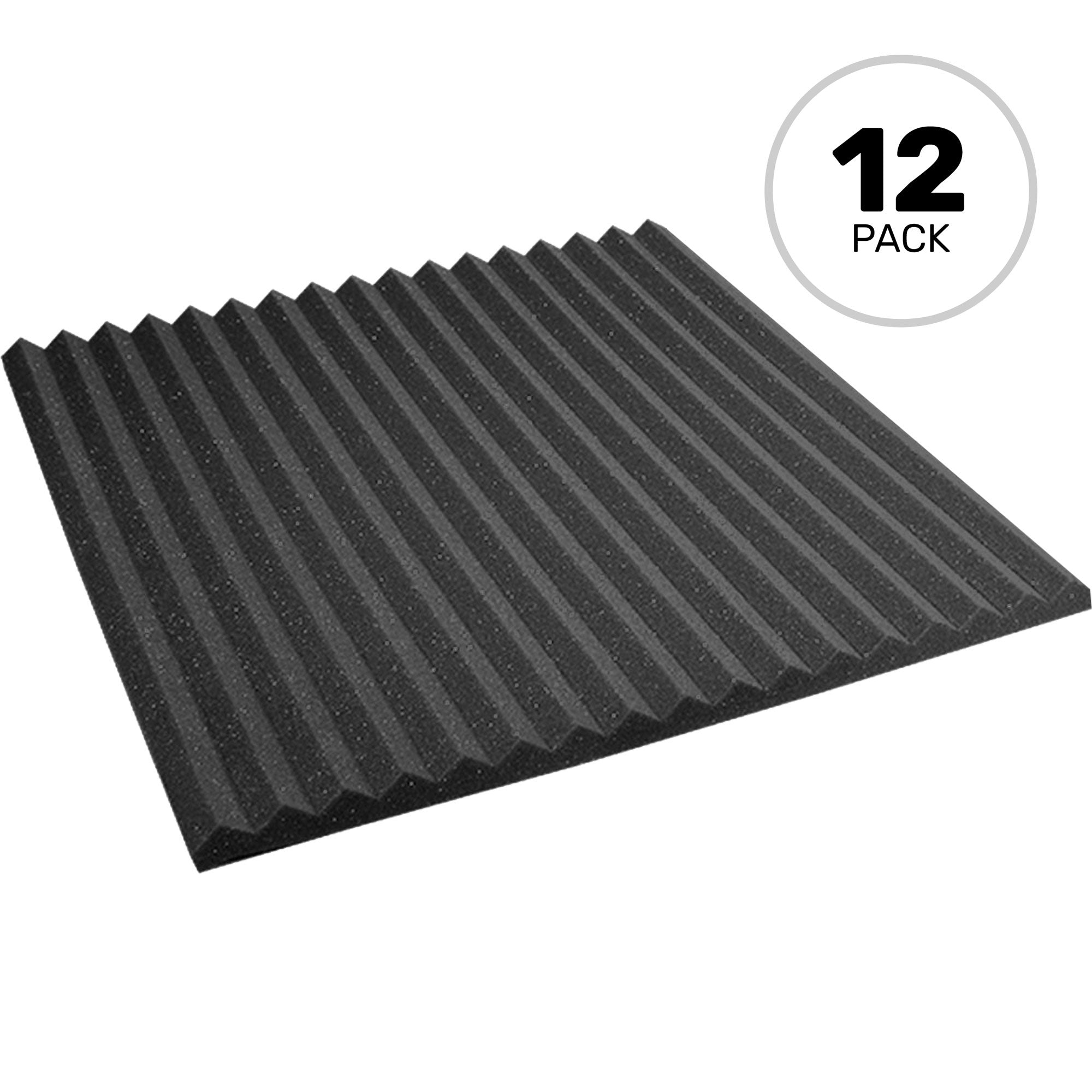 Performance Audio 24" x 24" x 1" Wedge Acoustic Foam Panel (Charcoal, 12 Pack)