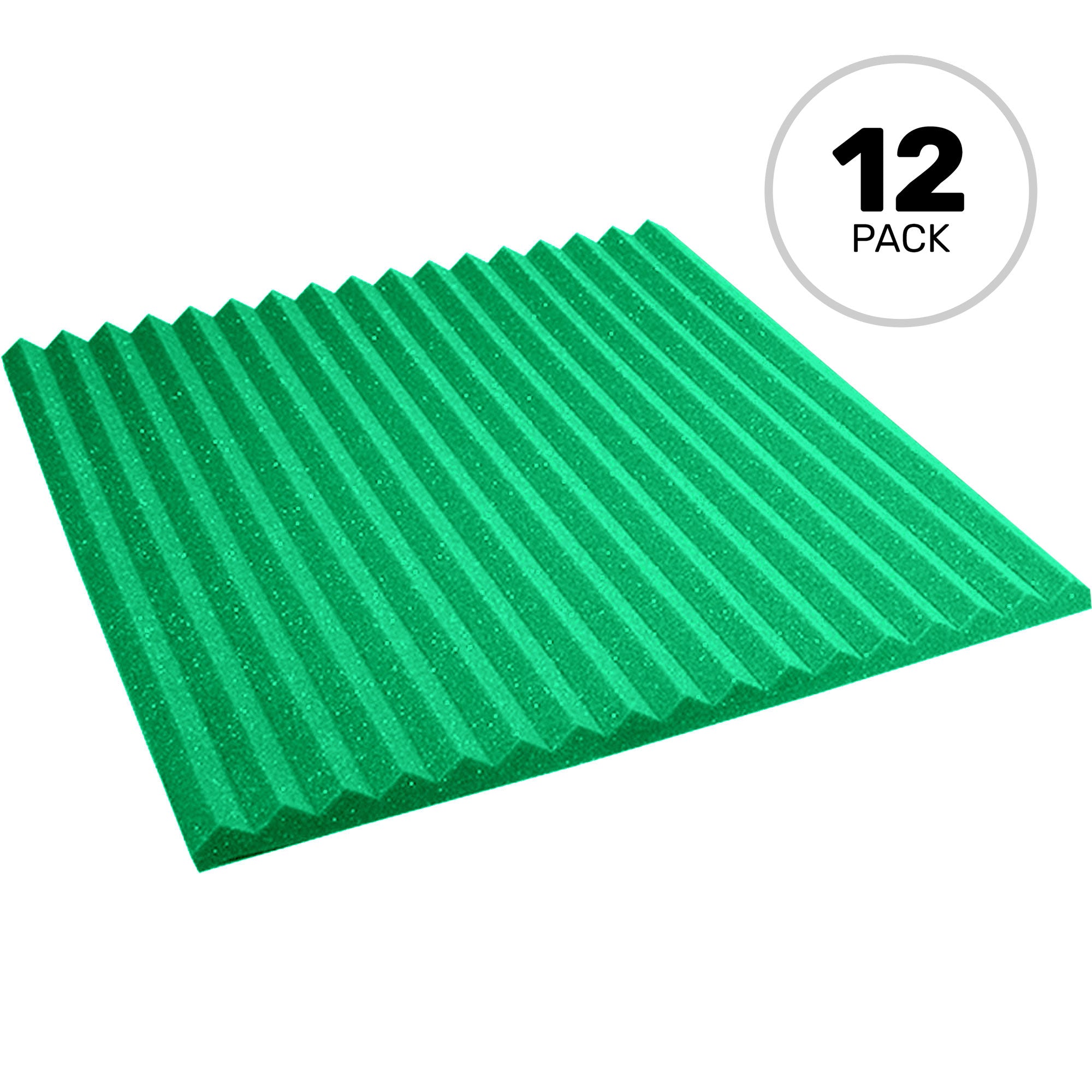 Performance Audio 24" x 24" x 1" Wedge Acoustic Foam Panel (Kelly Green, 12 Pack)