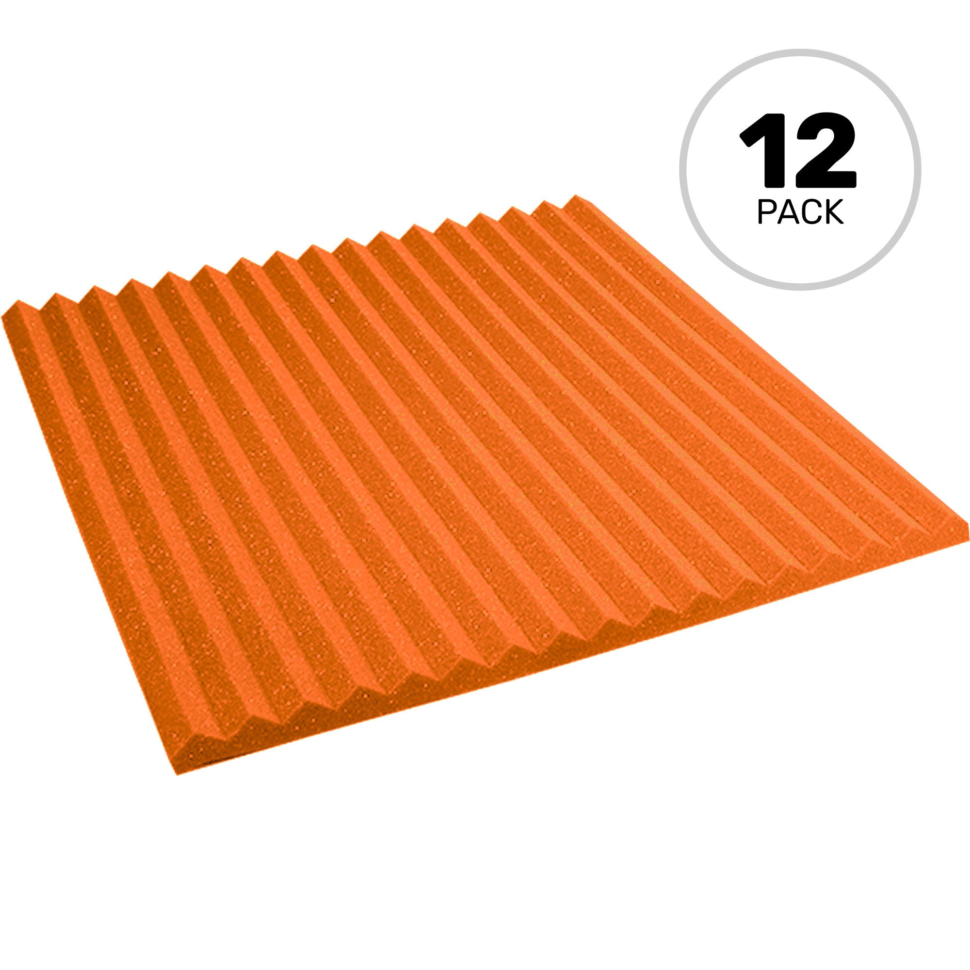 Performance Audio 24" x 24" x 1" Wedge Acoustic Foam Panel (Orange, 12 Pack)