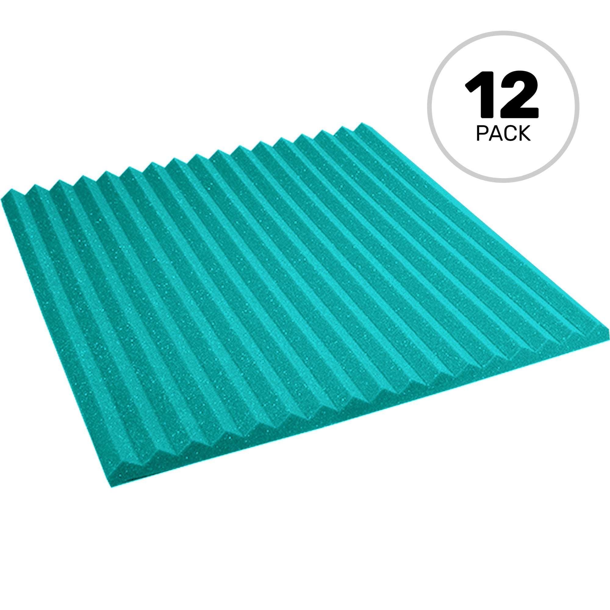 Performance Audio 24" x 24" x 1" Wedge Acoustic Foam Panel (Teal, 12 Pack)