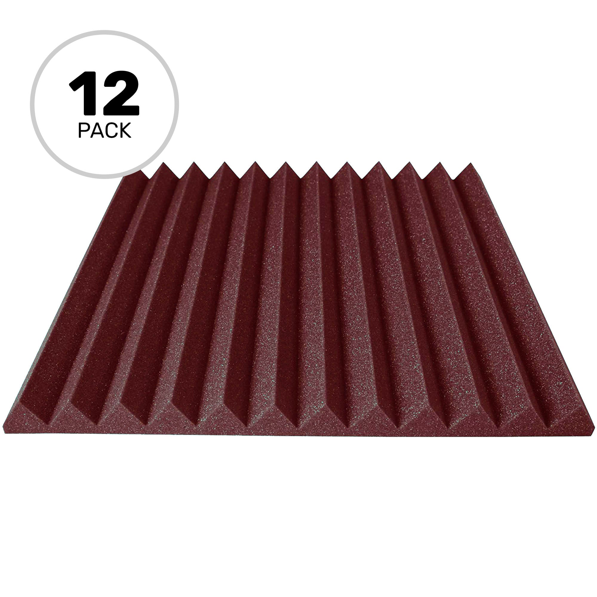 Performance Audio 24" x 24" x 2" Wedge Acoustic Foam Panel (Burgundy, 12 Pack)