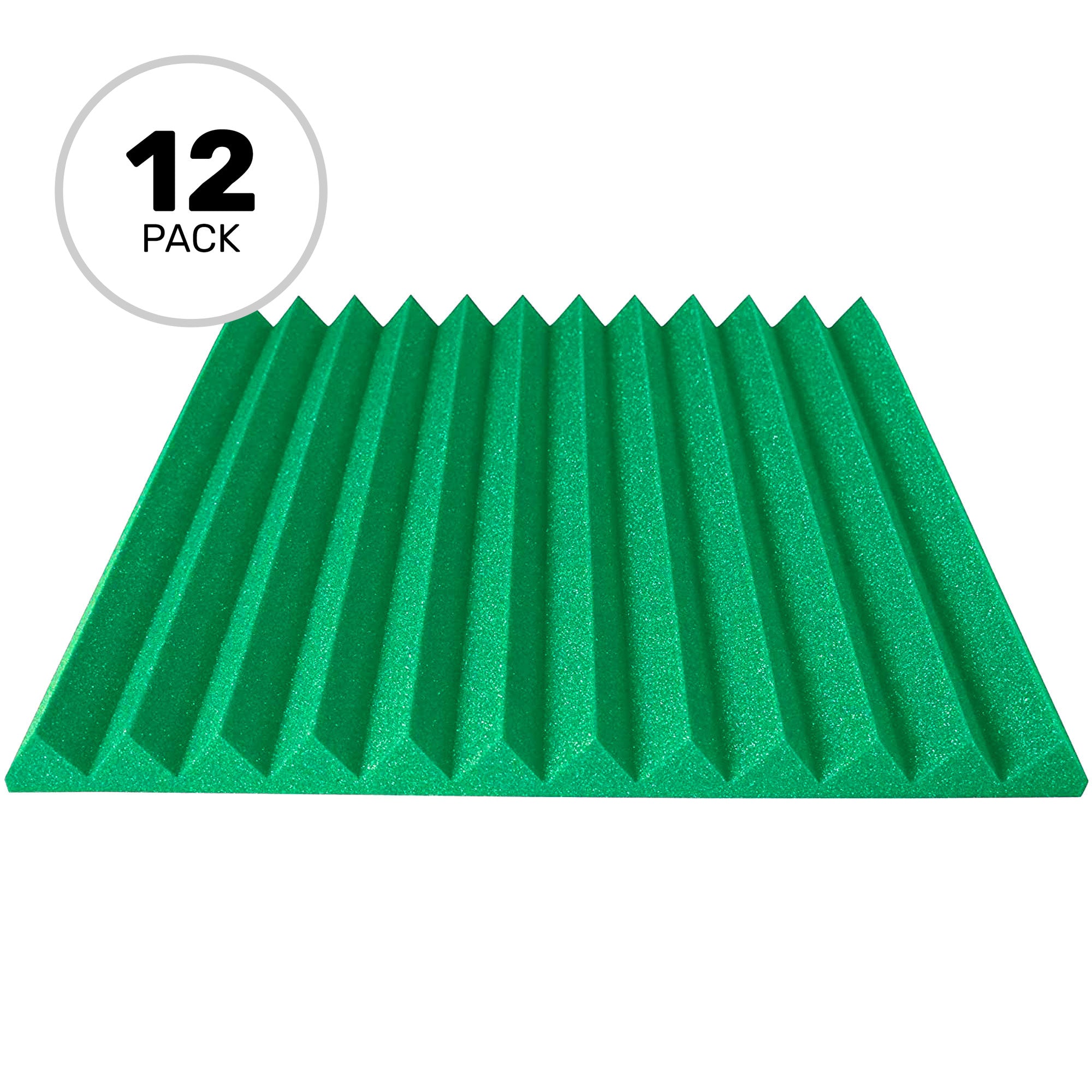 Performance Audio 24" x 24" x 2" Wedge Acoustic Foam Panel (Kelly Green, 12 Pack)