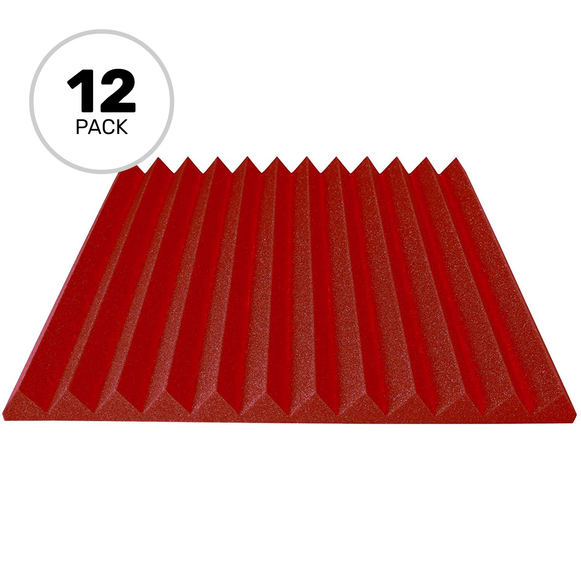 Performance Audio 24" x 24" x 2" Wedge Acoustic Foam Panel (Red, 12 Pack)