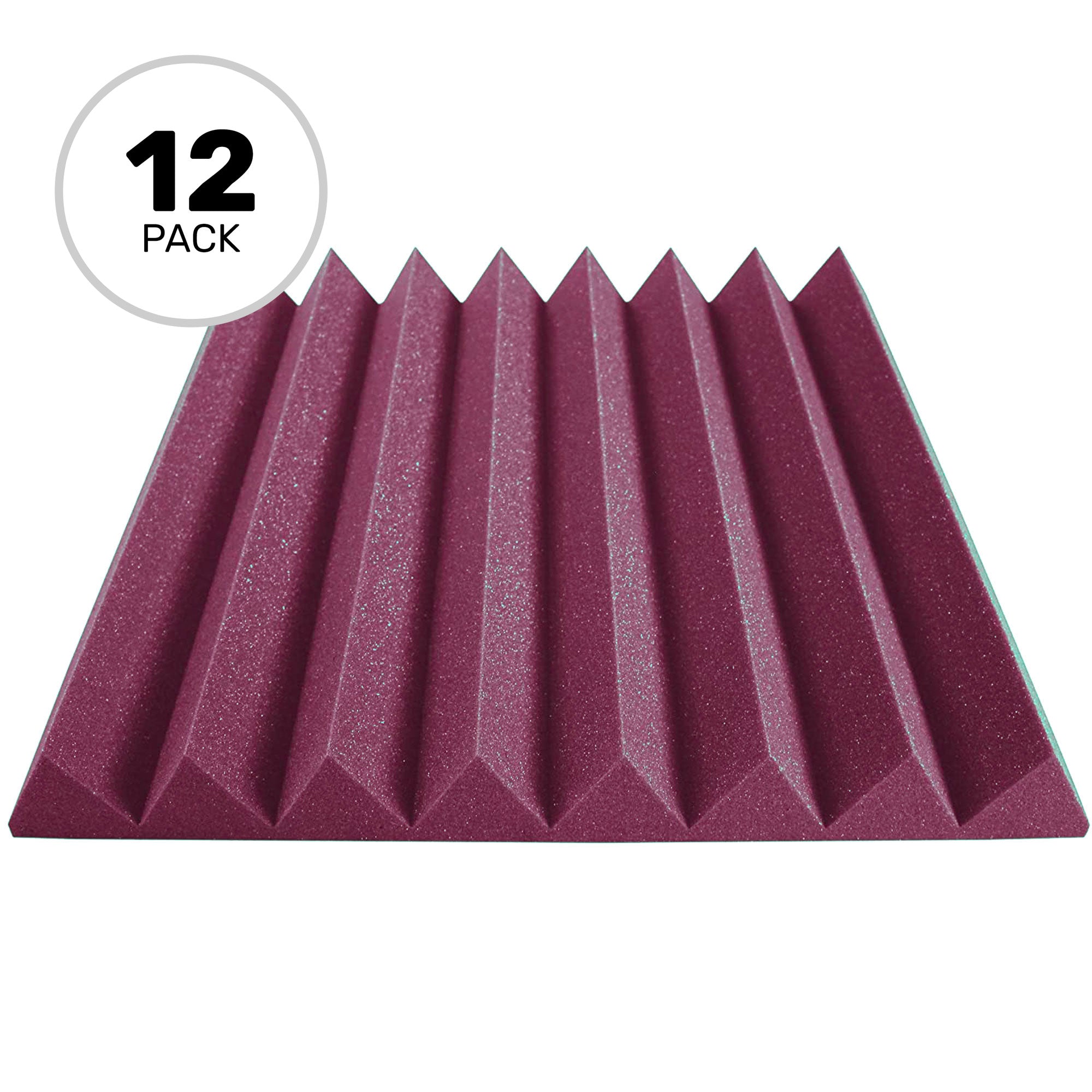 Performance Audio 24" x 24" x 3" Wedge Acoustic Foam Panel (Plum, 12 Pack)