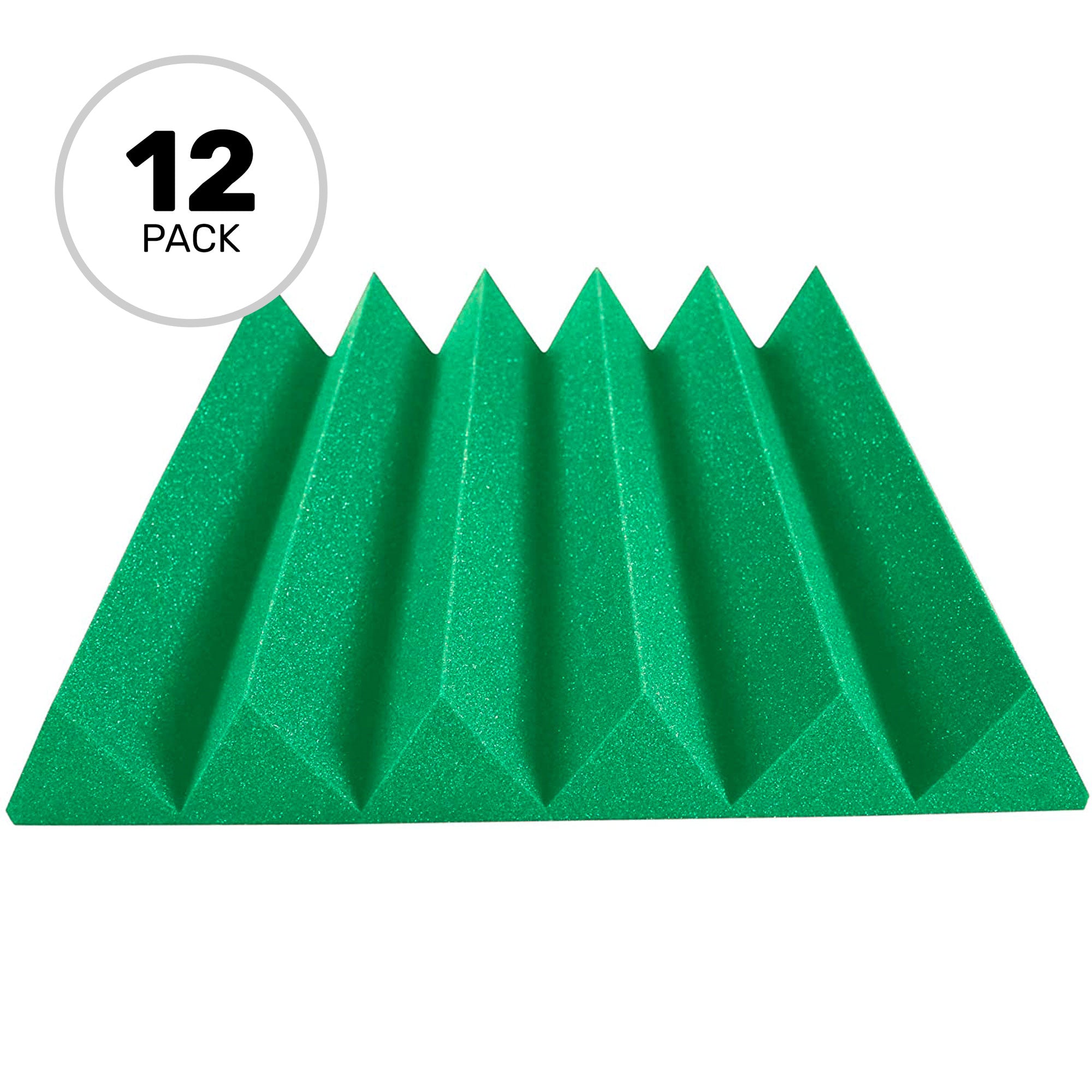 Performance Audio 24" x 24" x 4" Wedge Acoustic Foam Panel (Kelly Green, 12 Pack)