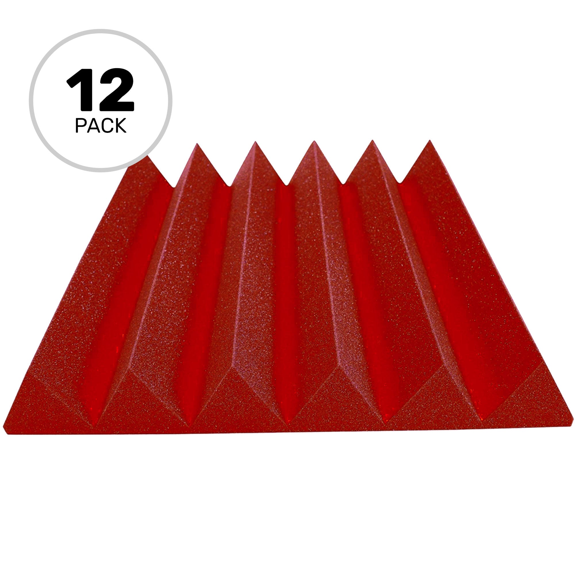 Performance Audio 24" x 24" x 4" Wedge Acoustic Foam Panel (Red, 12 Pack)