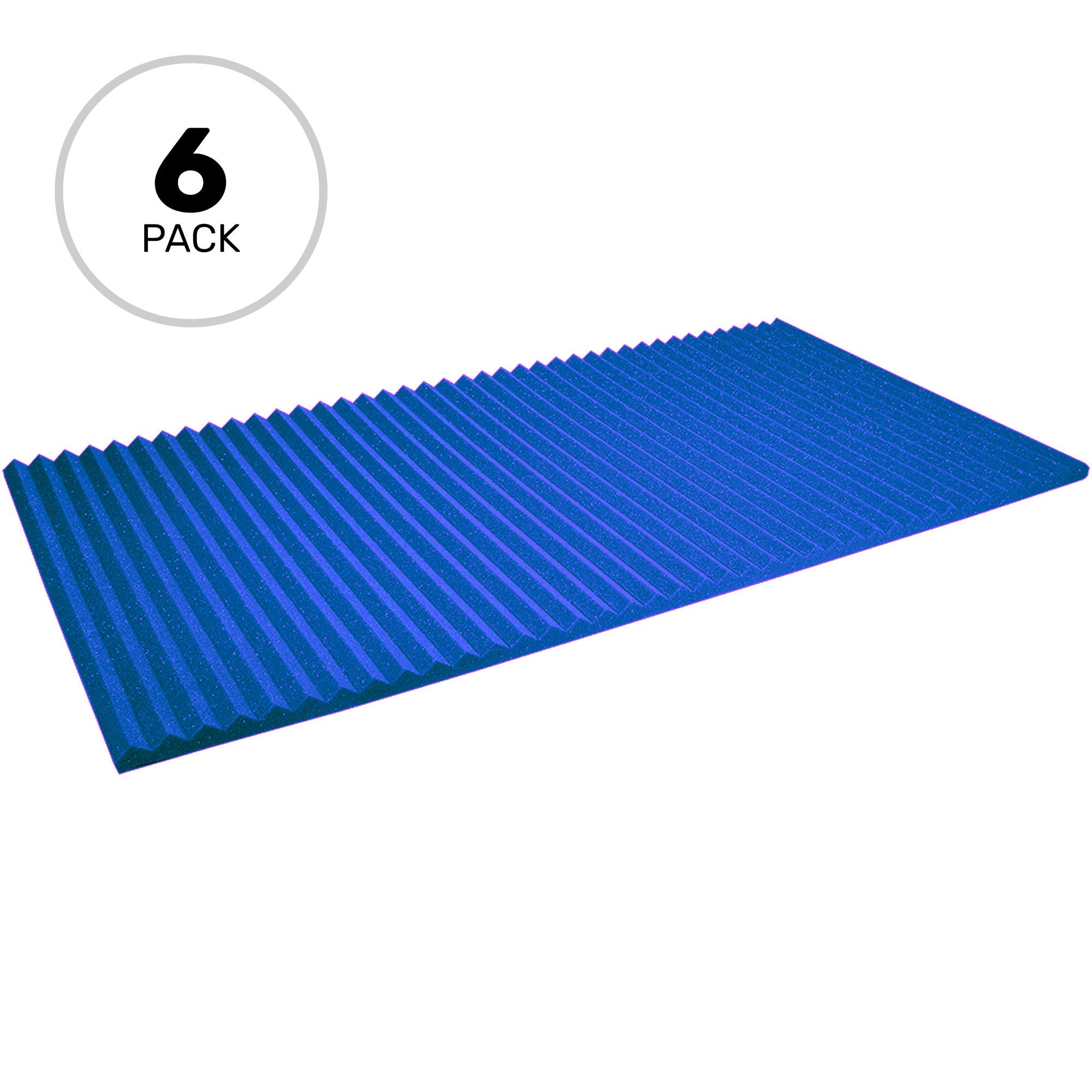 Performance Audio 24" x 48" x 1" Wedge Acoustic Foam Panel (Blue, 6 Pack)