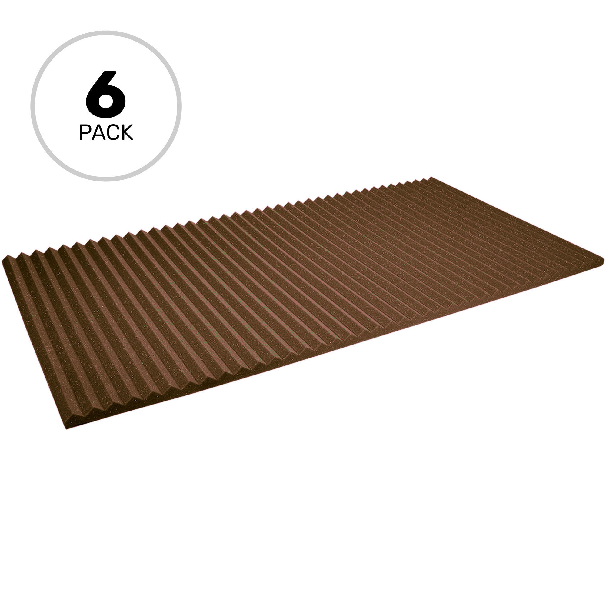 Performance Audio 24" x 48" x 1" Wedge Acoustic Foam Panel (Brown, 6 Pack)