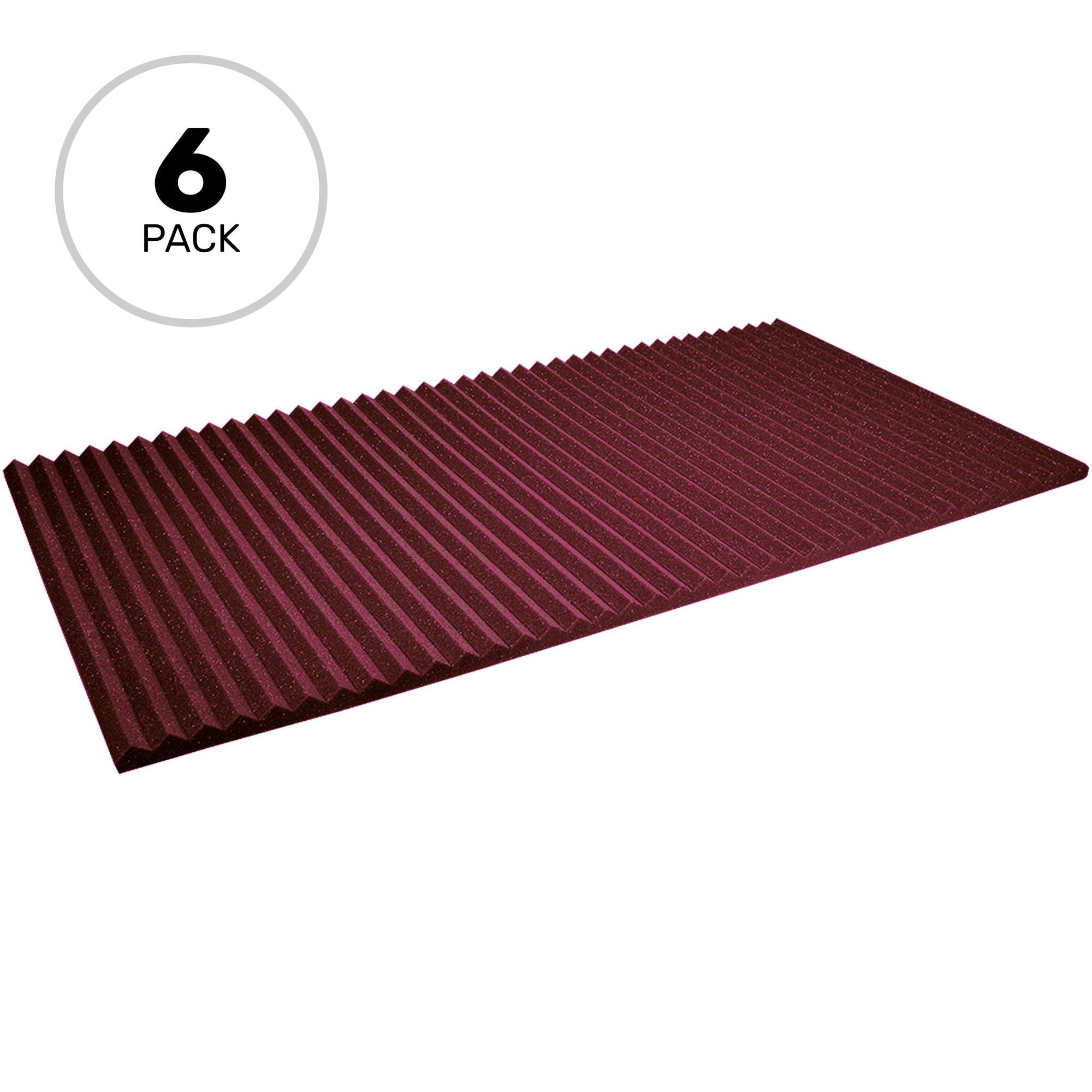 Performance Audio 24" x 48" x 1" Wedge Acoustic Foam Panel (Burgundy, 6 Pack)