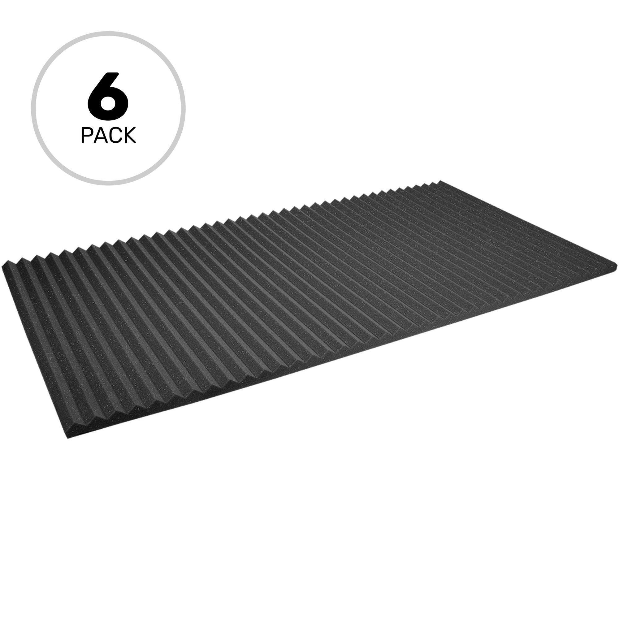 Performance Audio 24" x 48" x 1" Wedge Acoustic Foam Panel (Charcoal, 6 Pack)