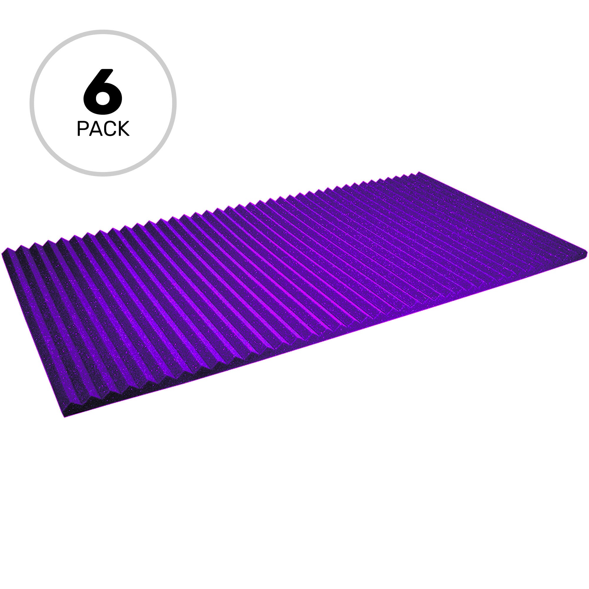 Performance Audio 24" x 48" x 1" Wedge Acoustic Foam Panel (Purple, 6 Pack)