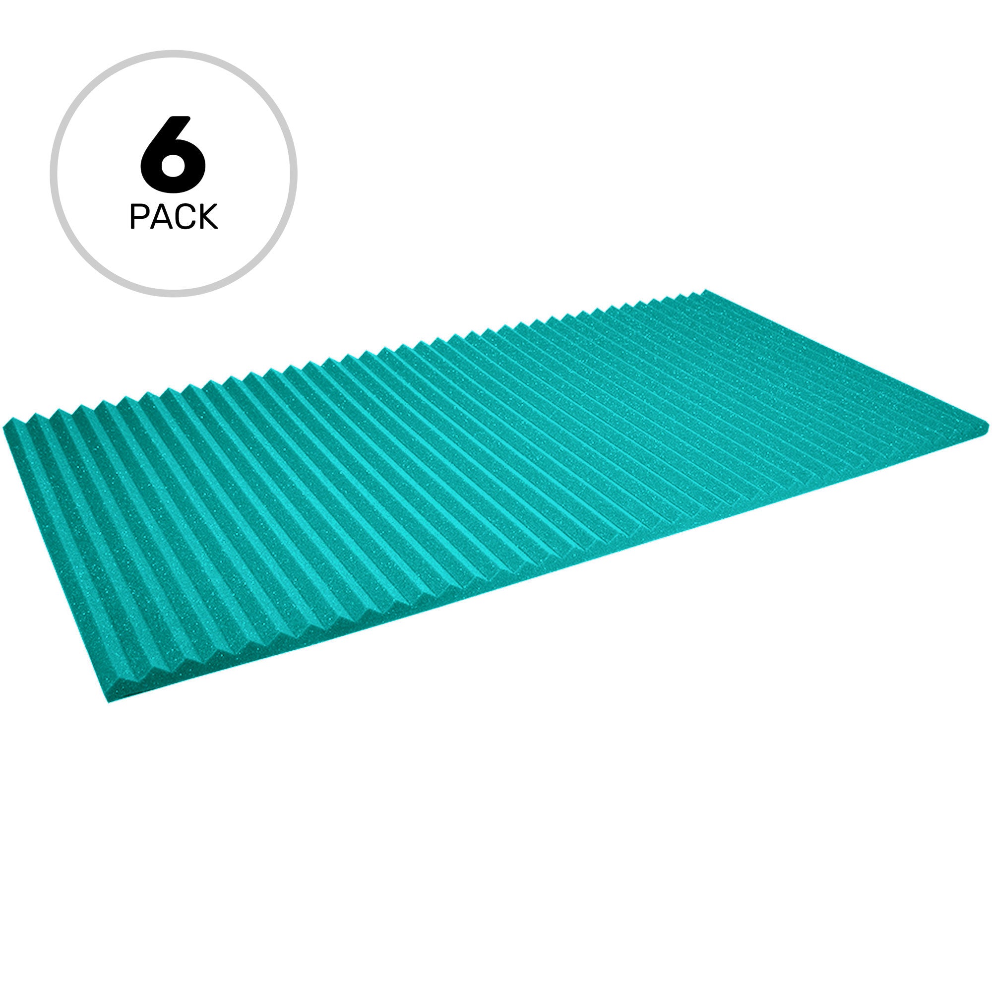 Performance Audio 24" x 48" x 1" Wedge Acoustic Foam Panel (Teal, 6 Pack)