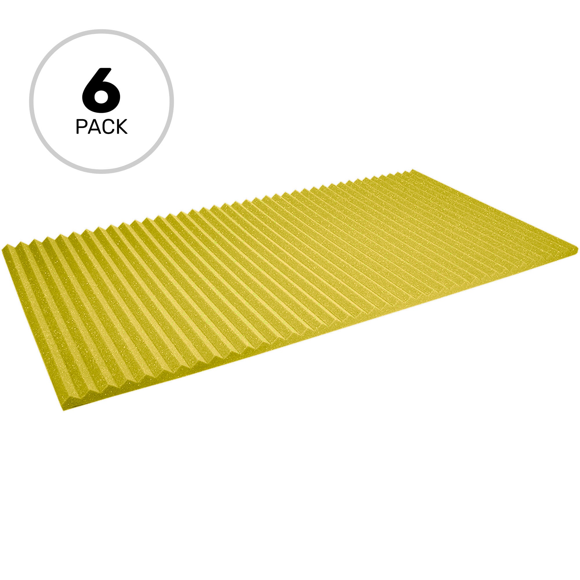 Performance Audio 24" x 48" x 1" Wedge Acoustic Foam Panel (Yellow, 6 Pack)