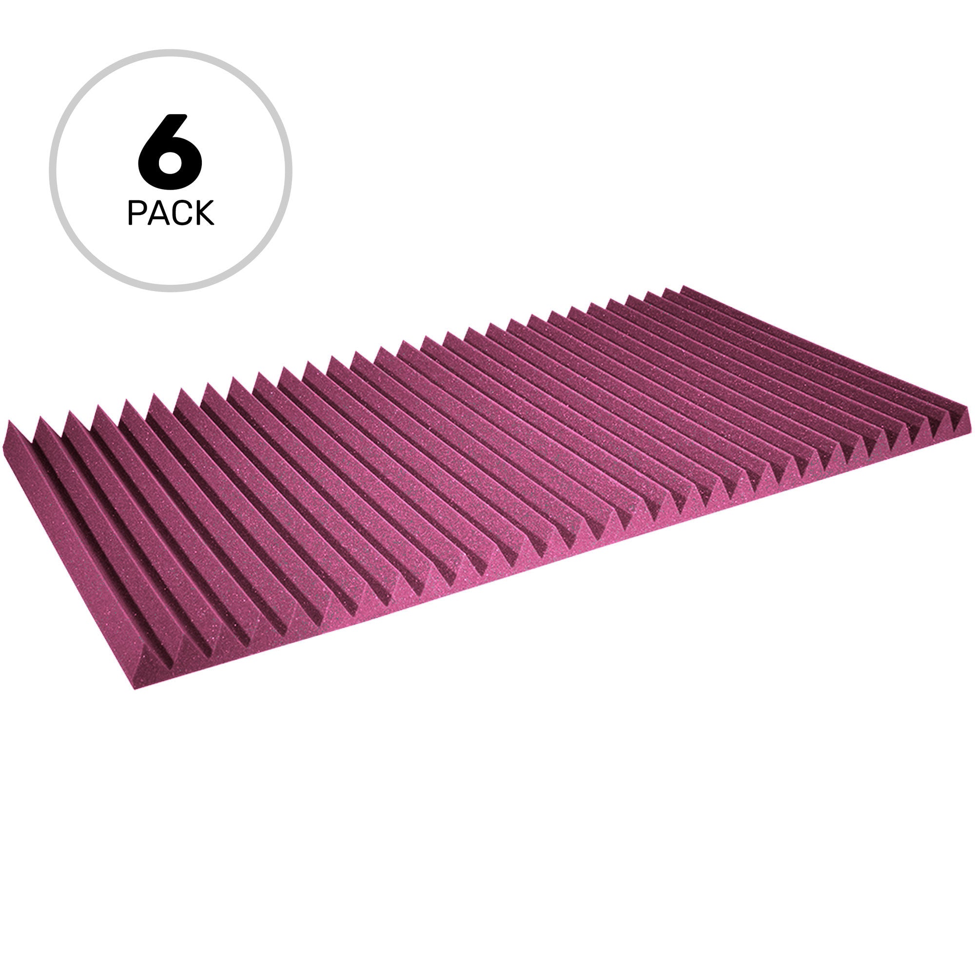 Performance Audio 24" x 48" x 2" Wedge Acoustic Foam Panel (Plum, 6 Pack)