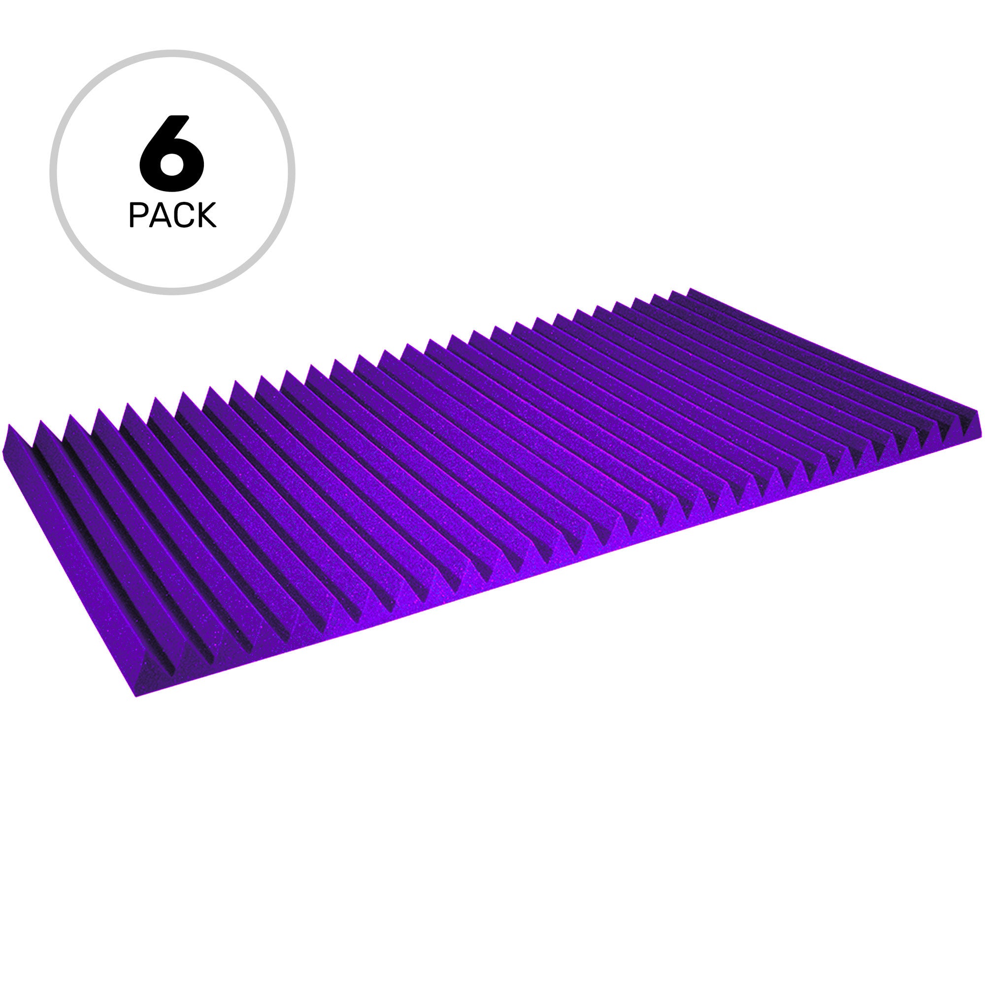 Performance Audio 24" x 48" x 2" Wedge Acoustic Foam Panel (Purple, 6 Pack)