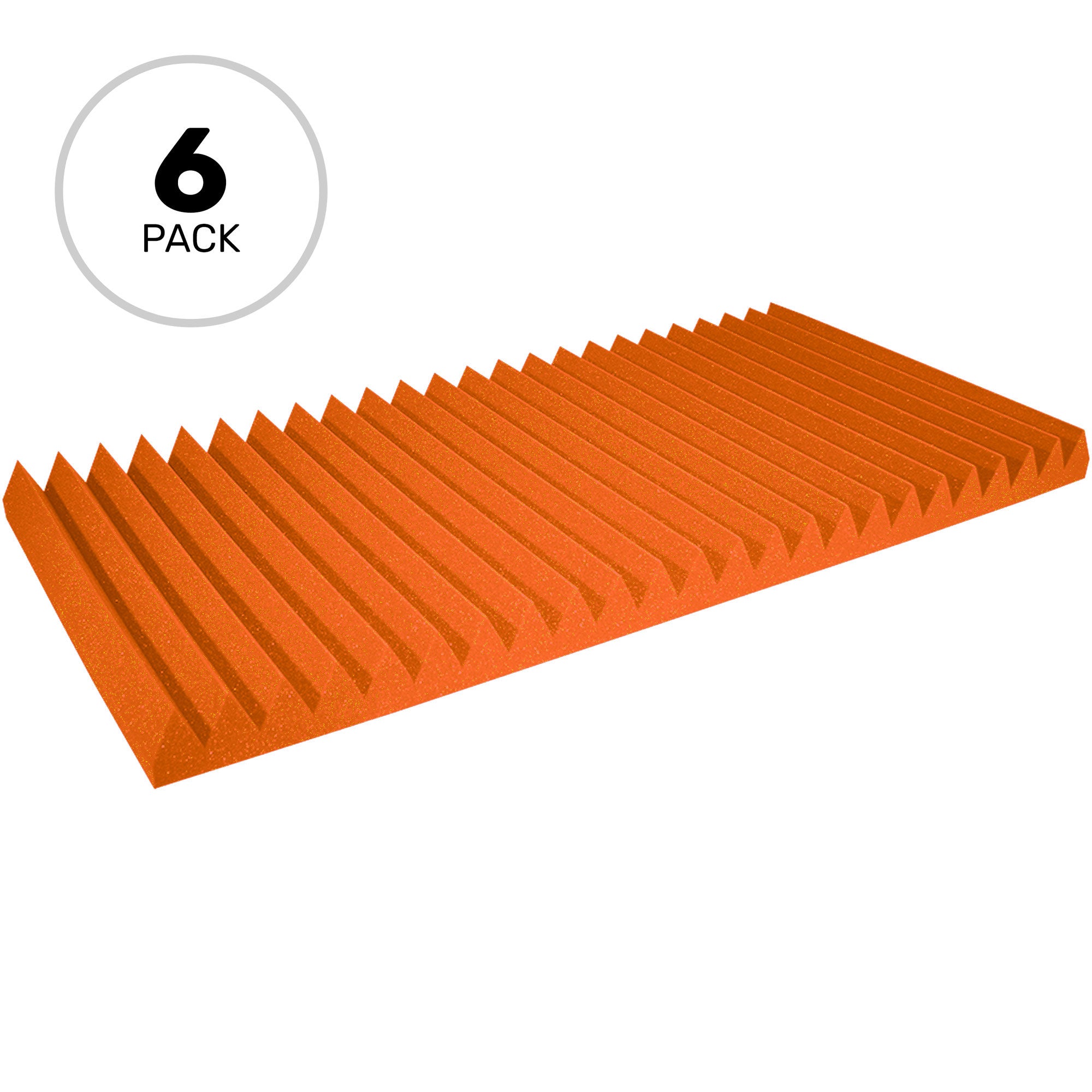 Performance Audio 24" x 48" x 3" Wedge Acoustic Foam Panel (Orange, 6 Pack)