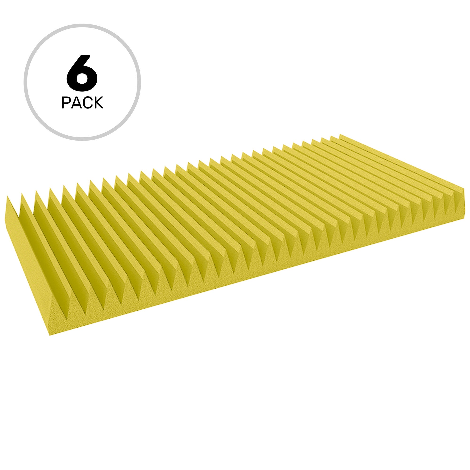 Performance Audio 24" x 48" x 4" Wedge Acoustic Foam Panel (Yellow, 6 Pack)