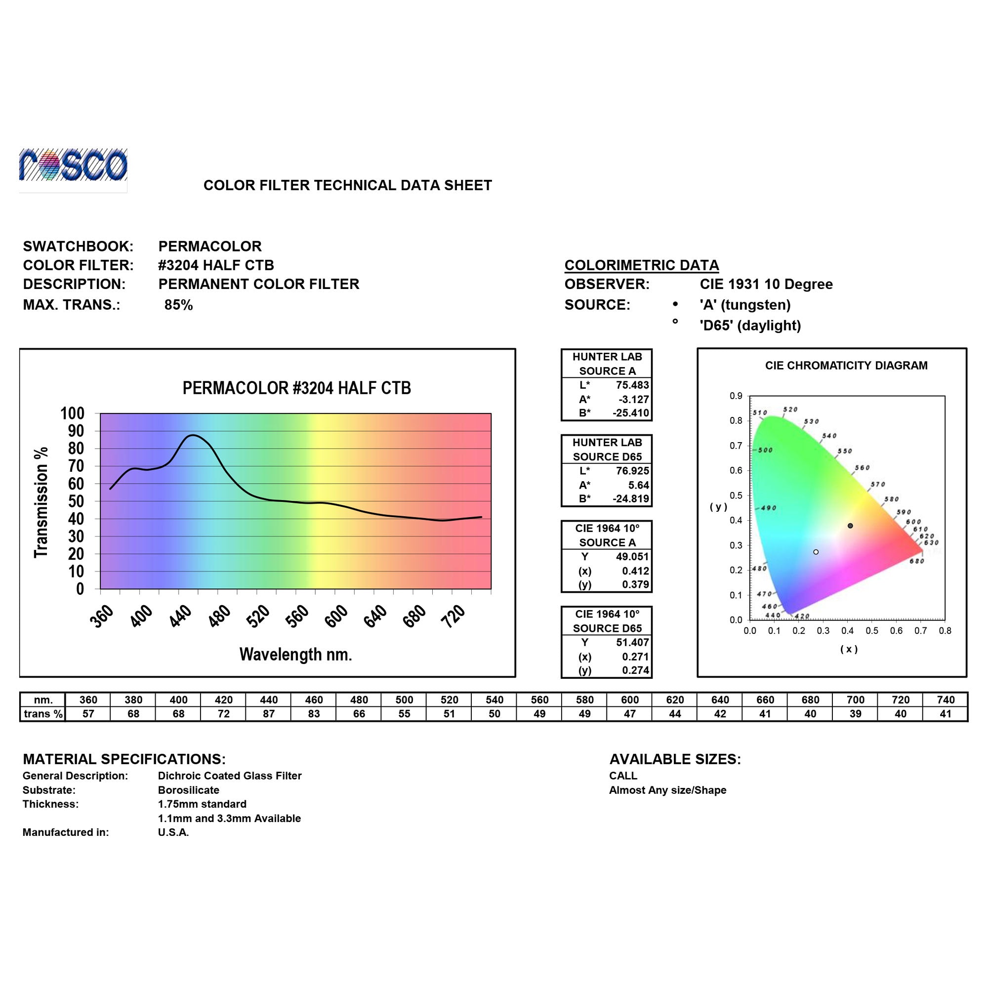 Rosco #3204 Roscolux Cinegel Filter Gel 1/2 Half Blue CTB (24" x 25' Roll)