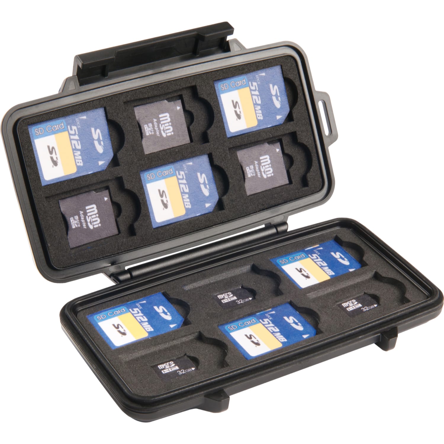 Pelican 0915 Memory Card Case for 12 SD, 6 miniSD, and 6 microSD Cards (Black)