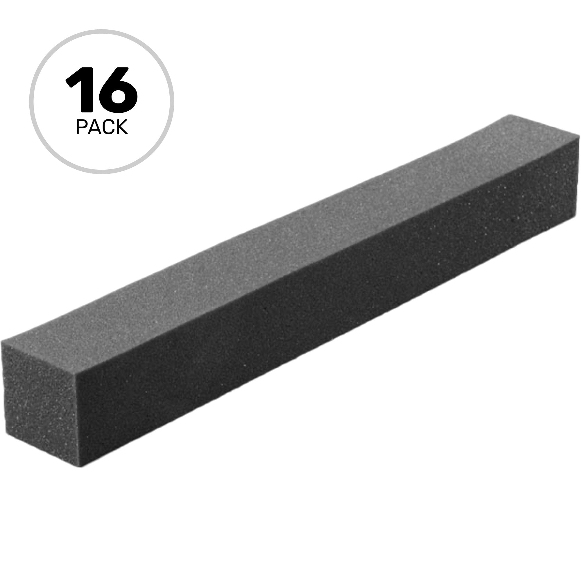 Performance Audio 3" x 3" x 24" Corner Fill Acoustic Foam Block (Charcoal, 16 Pack)