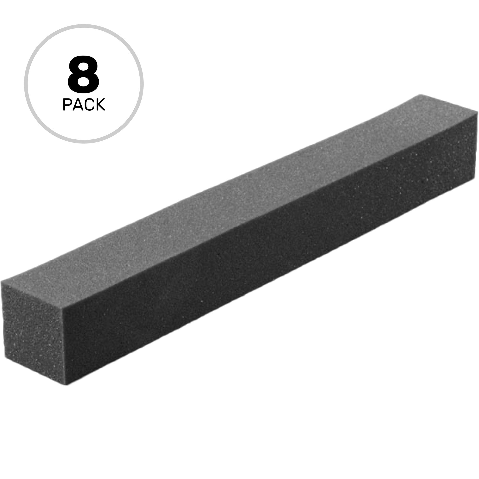 Performance Audio 3" x 3" x 24" Corner Fill Acoustic Foam Block (Charcoal, 8 Pack)